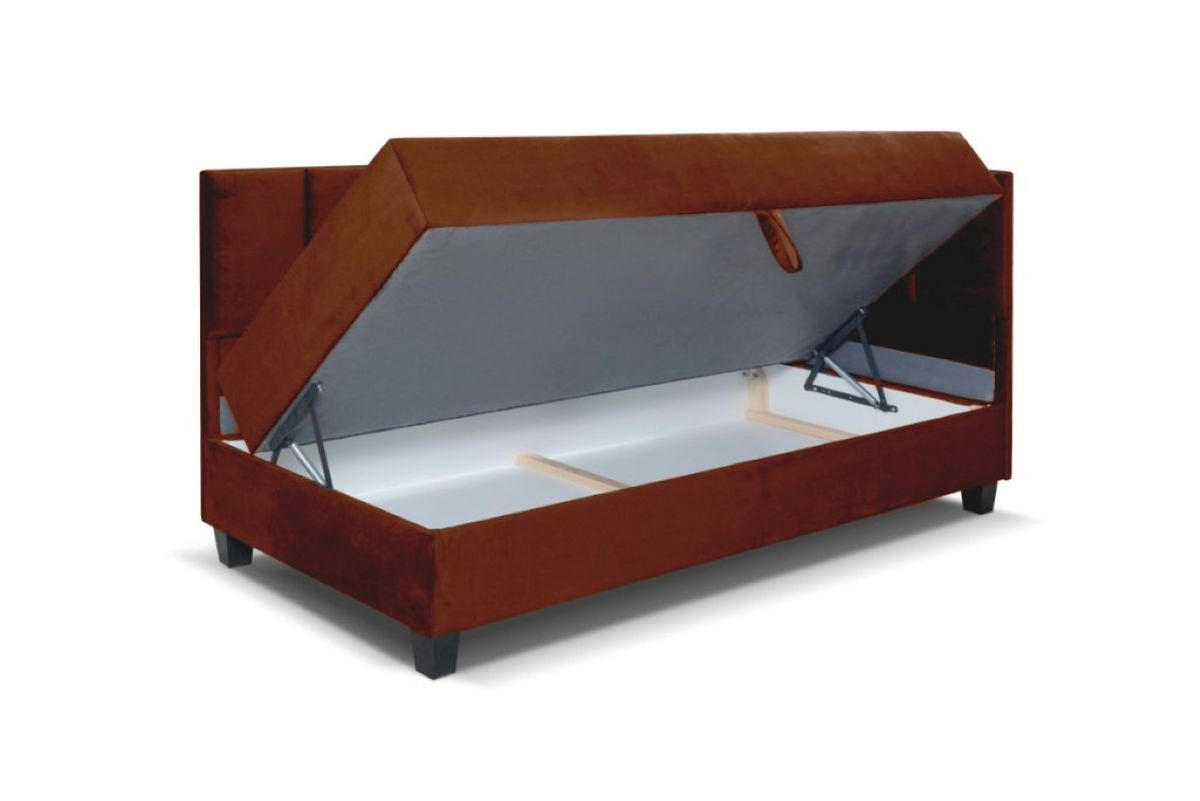 BOXBETT Kinderbett Eryk 90x200 cm mit Matratze und Bettkasten, rechts, braun - Braun, Kunststoff (90/200cm) - Margaret Hadas24