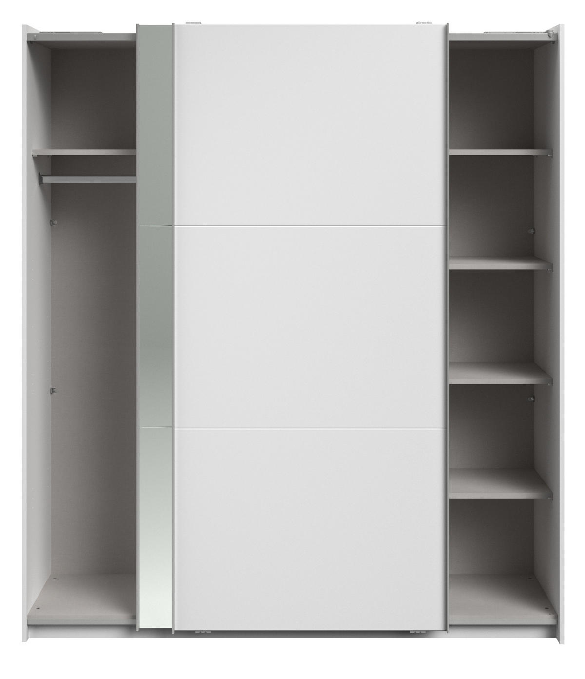 KLEIDERSCHRANK weiß 178 cm, Schwebetürenschrank 2-türig mit Spiegel und Soft-Close - Weiß, Glas/Holzwerkstoff (178/203/59cm) - Parisot Meuble