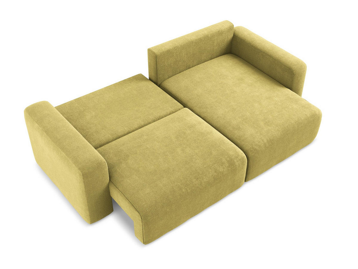 ECKSOFA mit Schlaffunktion rechts Chenille Stoff Grün - Limette/Schwarz, Kunststoff/Textil (244/149cm) - Makamii