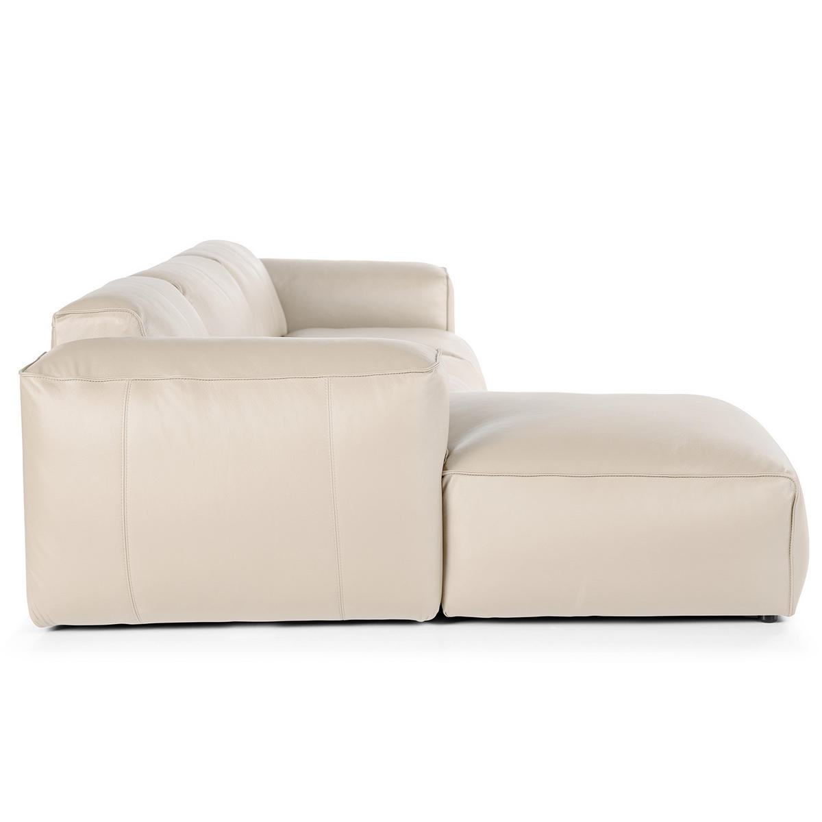 3-SITZER ECKSOFA mit Longchair - Hellgrau/Schwarz, Leder/Kunststoff (284/173cm) - home24