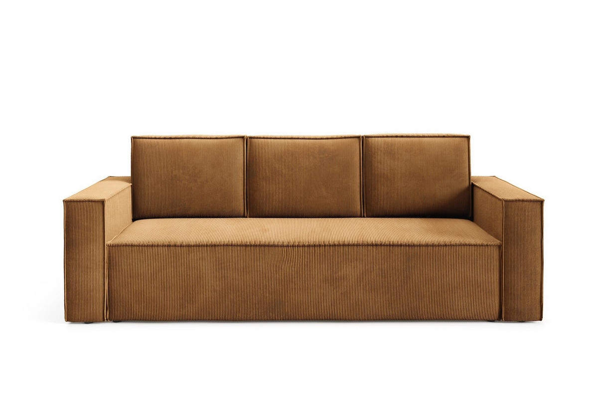 SOFA Roda Gelb, Kordsofa mit Schlaffunktion - Gelb, Holzwerkstoff/Textil (248/93/96cm) - Bettso