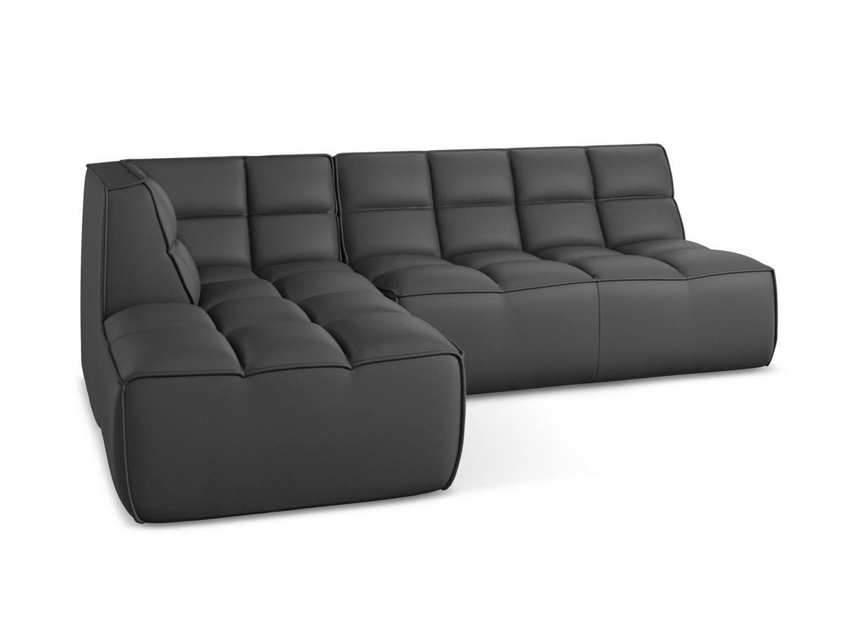 ECKSOFA Beidseitig Kunstleder Grau - Beige/Schwarz, Leder/Kunststoff (258/178cm) - Makamii
