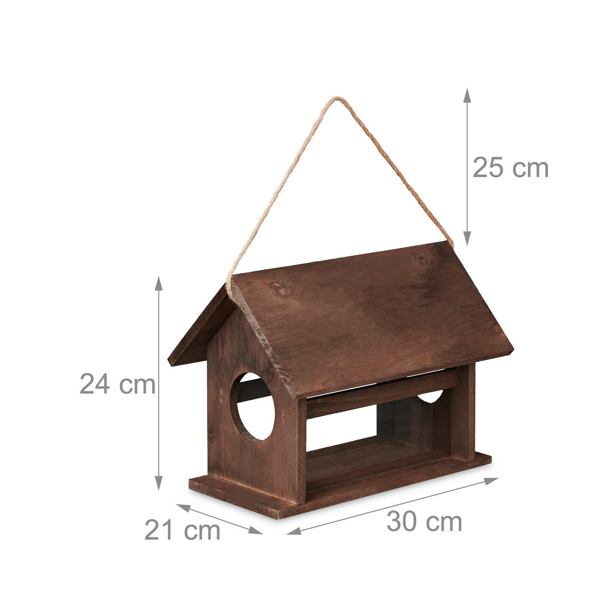 VOGELFUTTERHAUS - Braun, Holz/Kunststoff (30/24/21cm) - Relaxdays