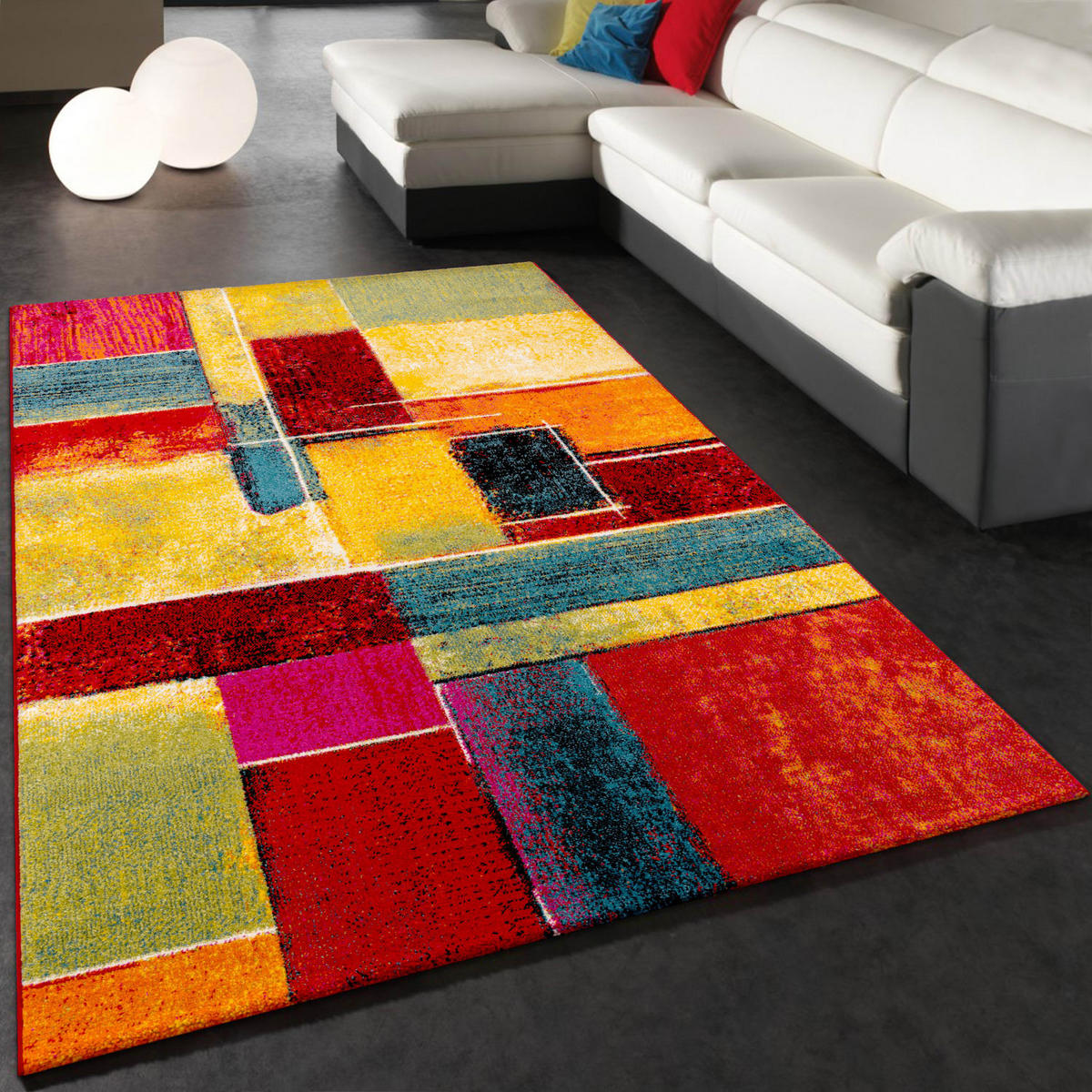 TEPPICH Kurzflor Abstrakt Wohnzimmer schmutzabweisend Mehrfarbig Rechteckig 160x230 - Multicolor, Textil (160/230cm) - KADIMA DESIGN