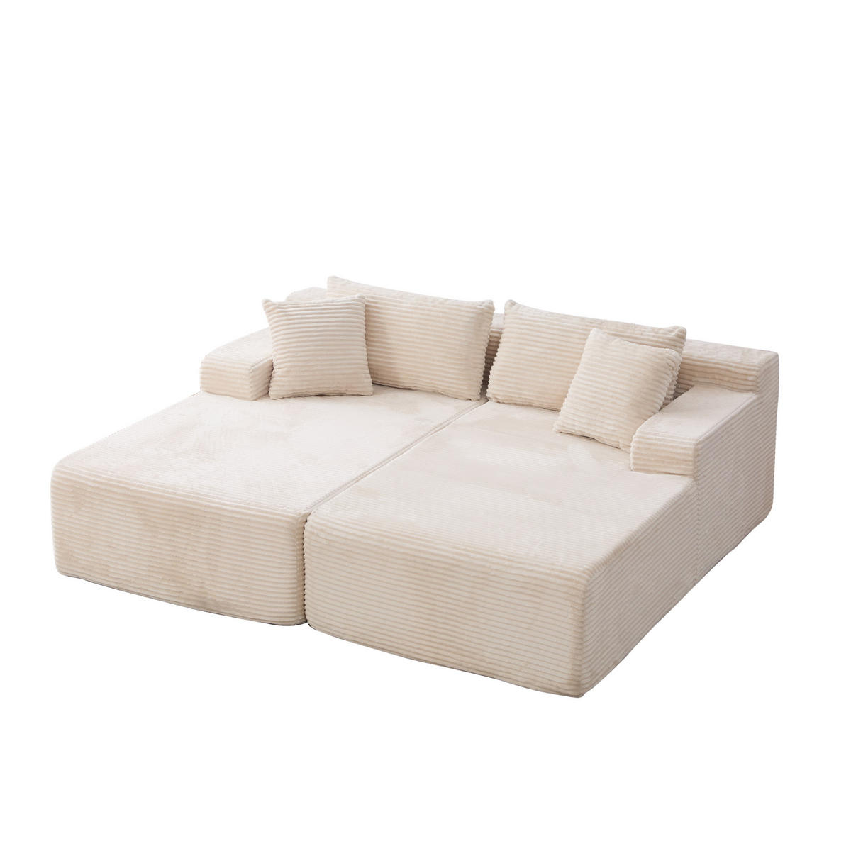 SOFAELEMENT 200/174/74.5 cm Elfenbein mit 30D hochelastischem Schaumstoff und rutschfestem Boden - Ecru, Textil (174/74.5/200cm) - Oxeza