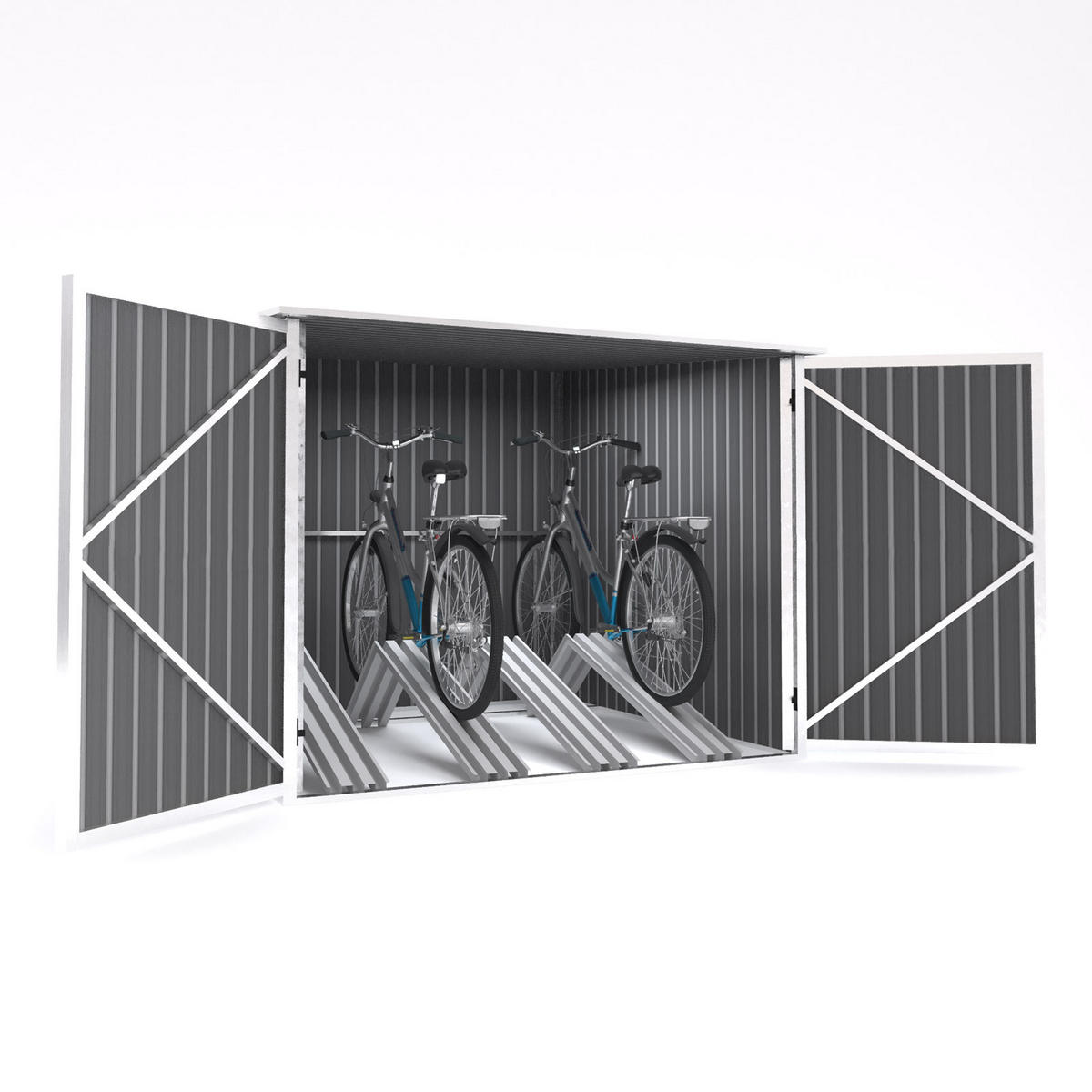 FAHRRADGARAGE - Dunkelgrau, Metall (203/157/198cm) - HATTORO