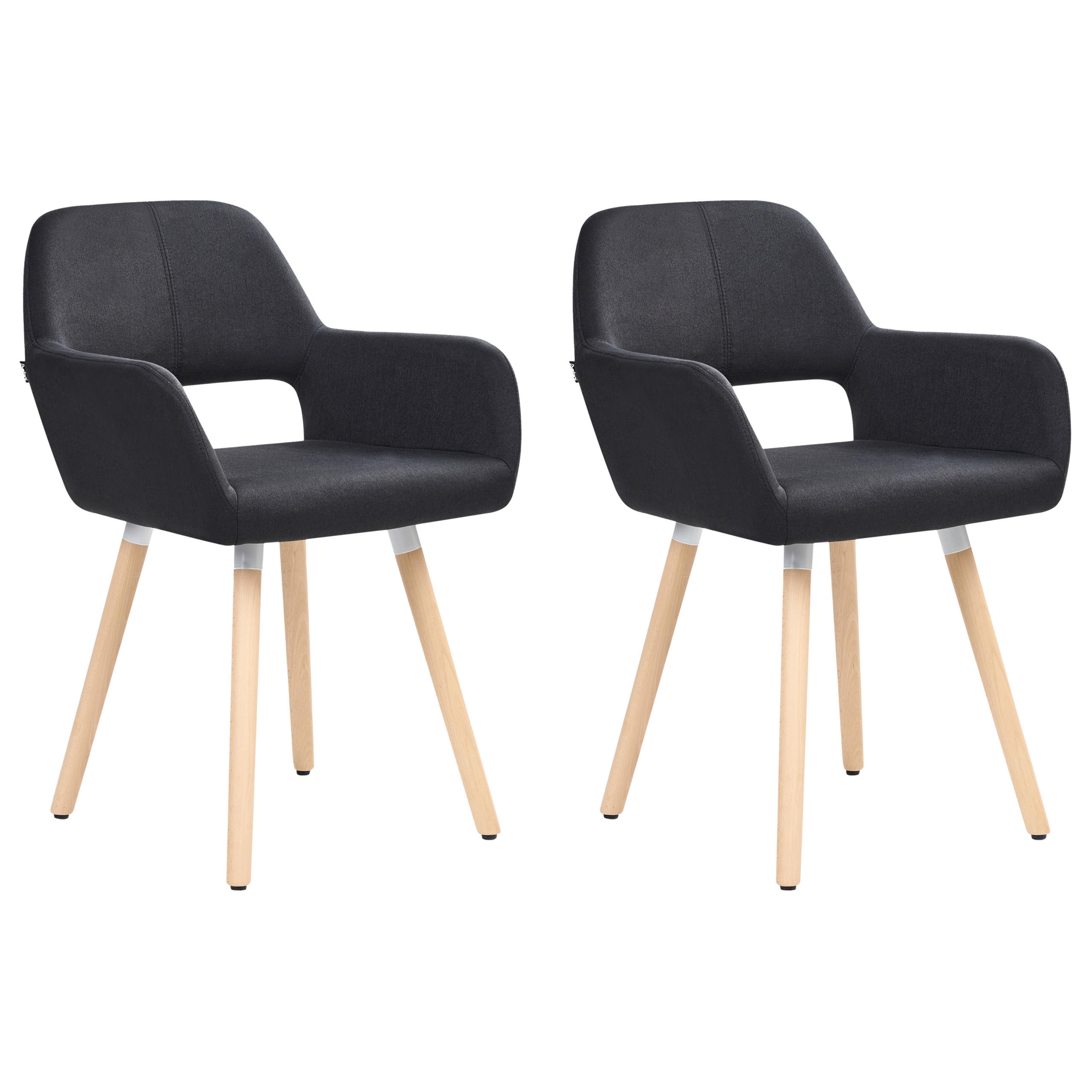 ESSZIMMERSTUHL 2er-Set Polsterbezug Schwarz Chicago - Schwarz, Holz/Textil (56/80/56cm) - Beliani