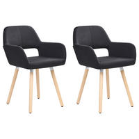 ESSZIMMERSTUHL 2er-Set Polsterbezug Schwarz Chicago - Schwarz, Holz/Textil (56/80/56cm) - Beliani