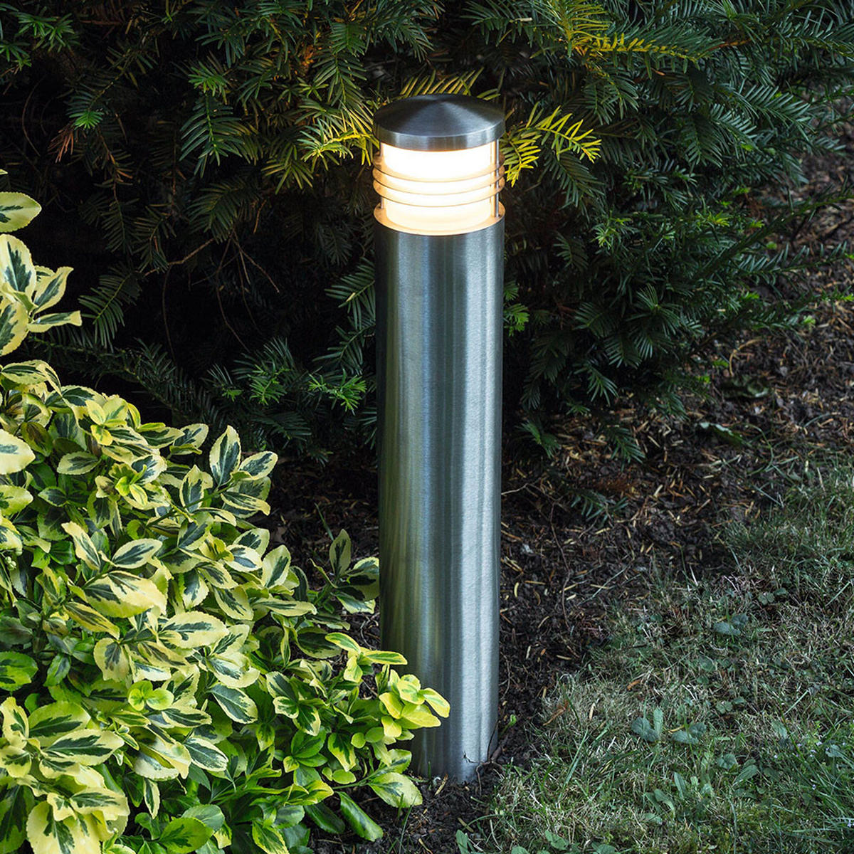 WEGELEUCHTE Edelstahl Silber Opal - Silberfarben, Metall (10.2/10.2/60cm)