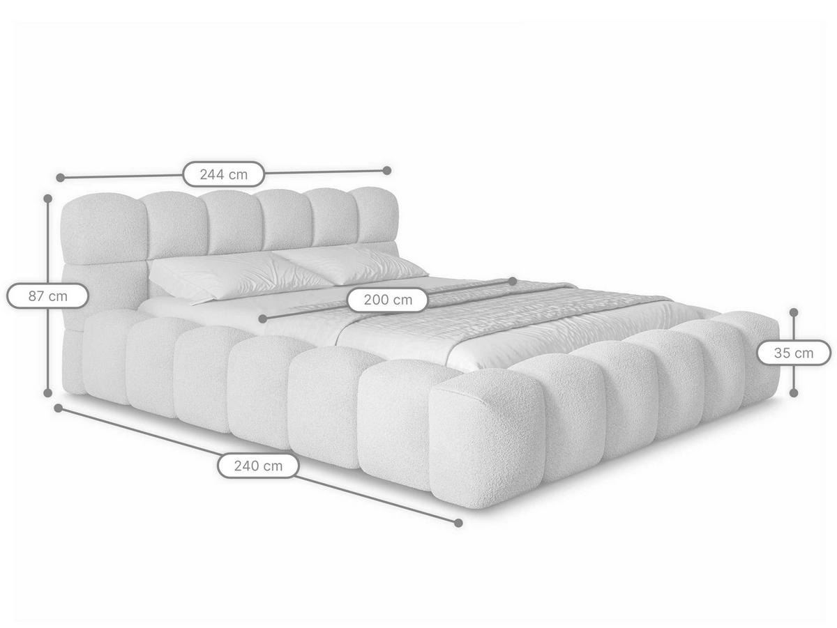 POLSTERBETT Miley Hellbeige 200/200 cm Boucle mit Bettkasten - Beige, Holz/Textil (200/200cm) - wonello