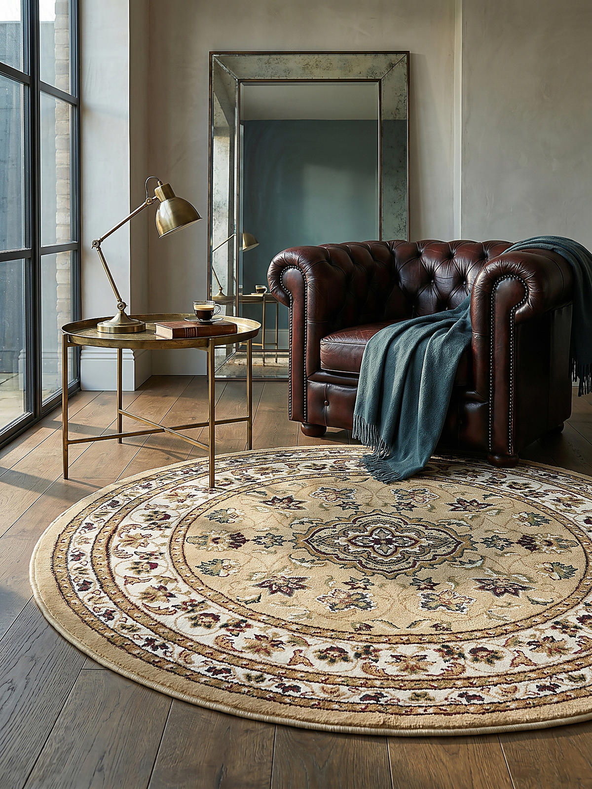 TEPPICH GLAZERT, klassisch-floral, Braun, Ø 133 cm - Braun, Textil (133/133cm) - KADIMA DESIGN