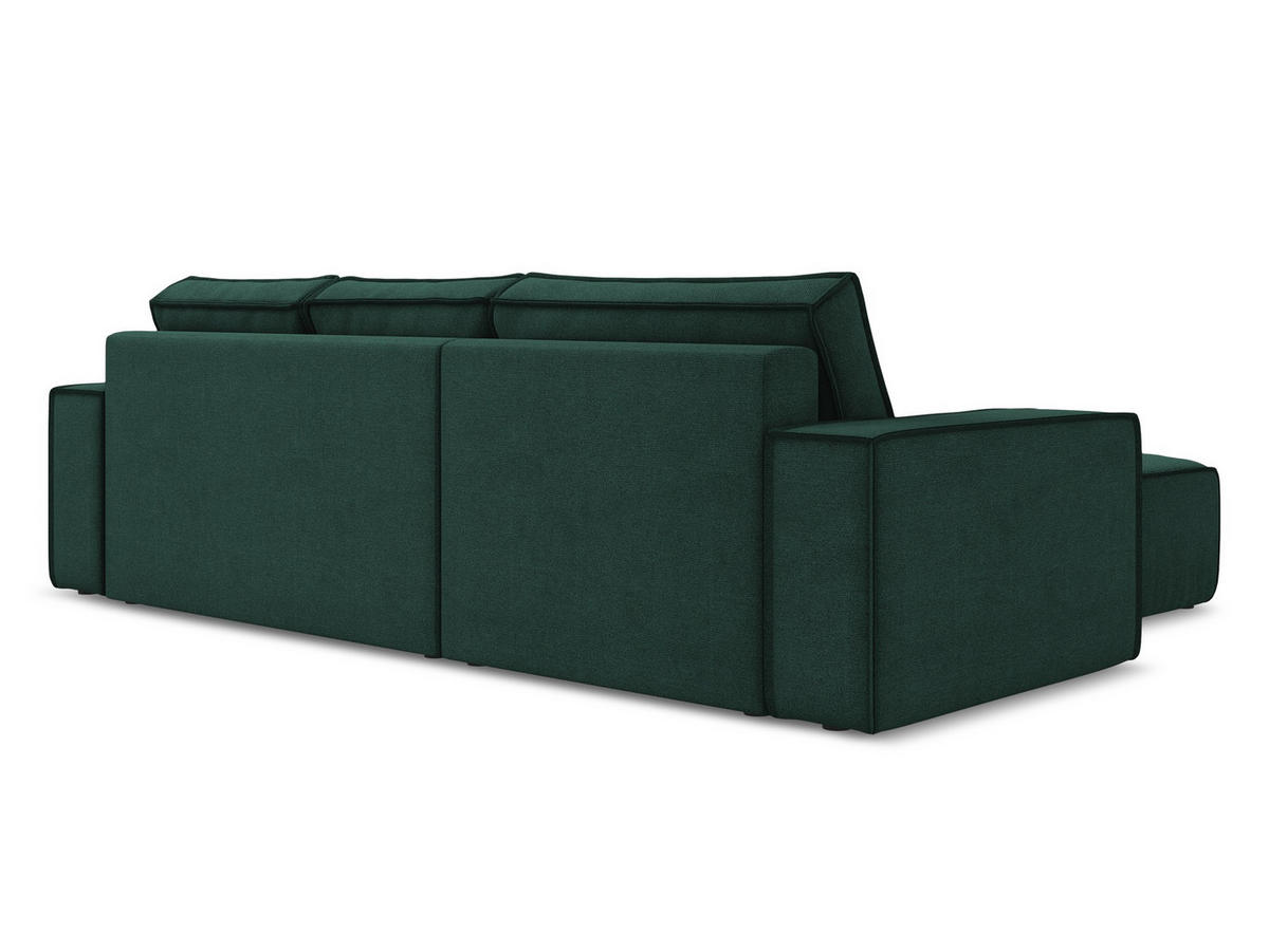 ECKSOFA mit Schlaffunktion Strukturstoff Stoff Grün - Dunkelgrün/Schwarz, Kunststoff/Textil (185/290cm) - Makamii
