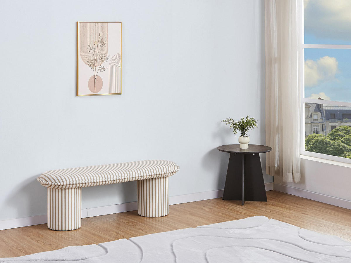 SITZBANK - 122 cm x 44 cm - Stoff - Taupe, Weiß - ELAMIU - Taupe/Weiß, Textil (122/42/44cm) - Vente-Unique