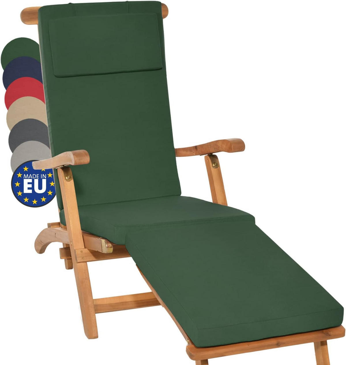 DECKCHAIRAUFLAGE Loftlux DC 175x45x5cm Dunkelgrün (2tlg) - Dunkelgrün, Textil (45/10/175cm) - Beautissu 