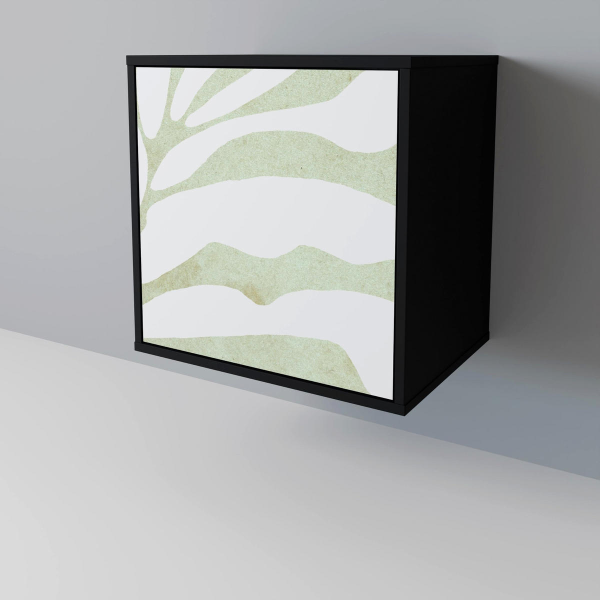 SIDEBOARD BOTANICAL SPARK, Schwarz, 57,5x42x67,5 cm, Schwarze Metall-Rahmenfüße - Multicolor/Schwarz, Holzwerkstoff/Metall (57.5/67.5/42cm) - SpaceRebels