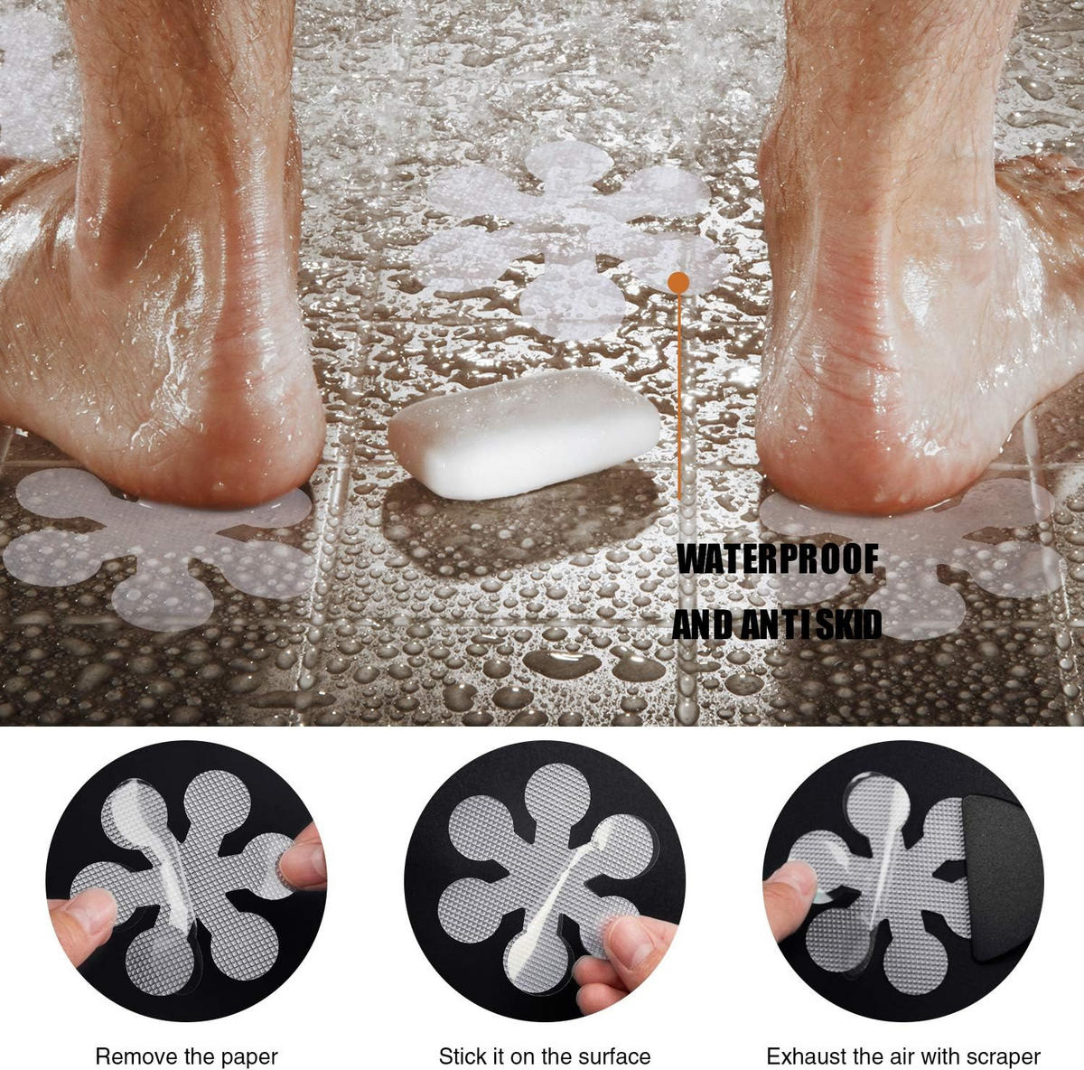 BATHTUB STICKER 20er-Set 8 cm Schneeflocke transparent rutschfest für Bad Dusche - Transparent, Kunststoff (1/1cm)