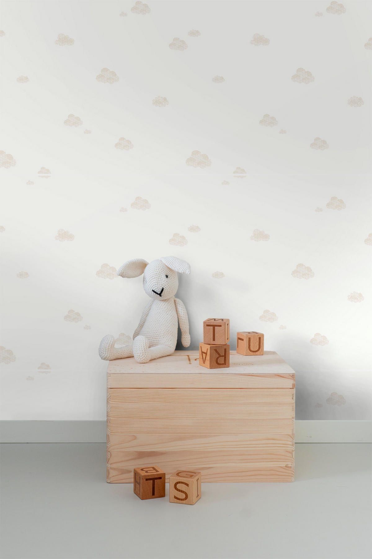 TAPETE kleine Wolken 53 cm x 10 m - Beige, Papier (53/0.1cm) - Sanders & Sanders