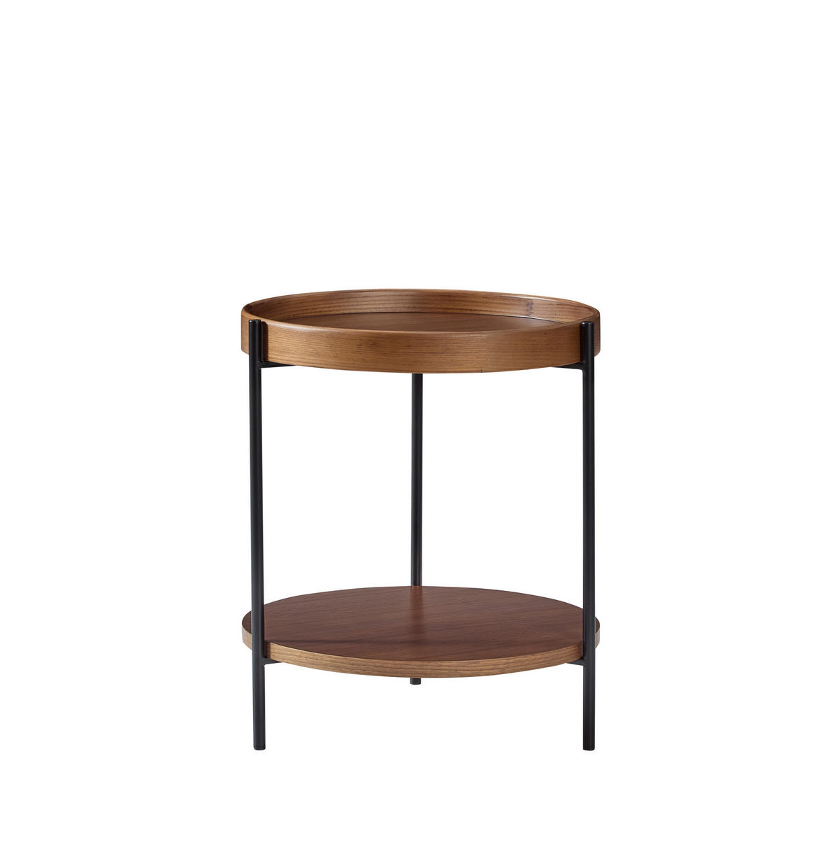 COUCHTISCH 44/44/48 cm mit 2 Ebenen, Holzoptik und Metallgestell, Walnut - Walnussfarben, Holzwerkstoff (44/44/48cm) - Redom