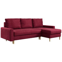 ECKSOFA Lang Velvet Rot - Rot/Braun, Holz/Textil (220/140cm) - MKS