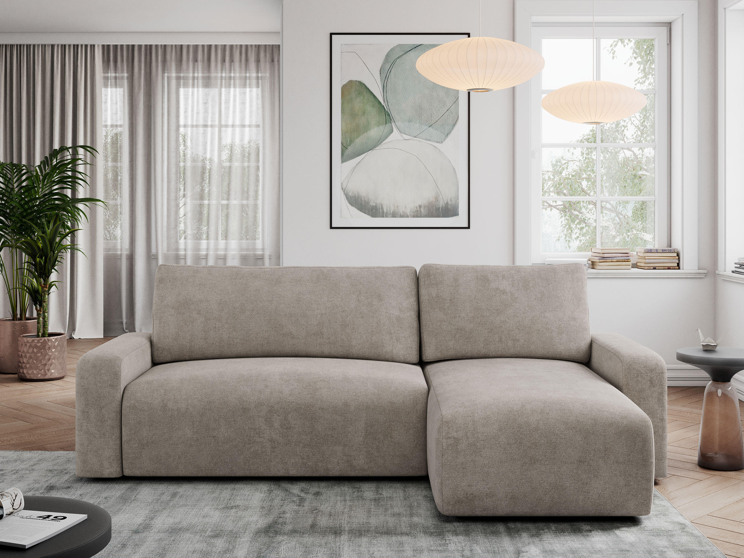 ECKSOFA ARGOS Beige Struktur - Beige/Schwarz, Kunststoff/Textil (245/150cm) - MKS