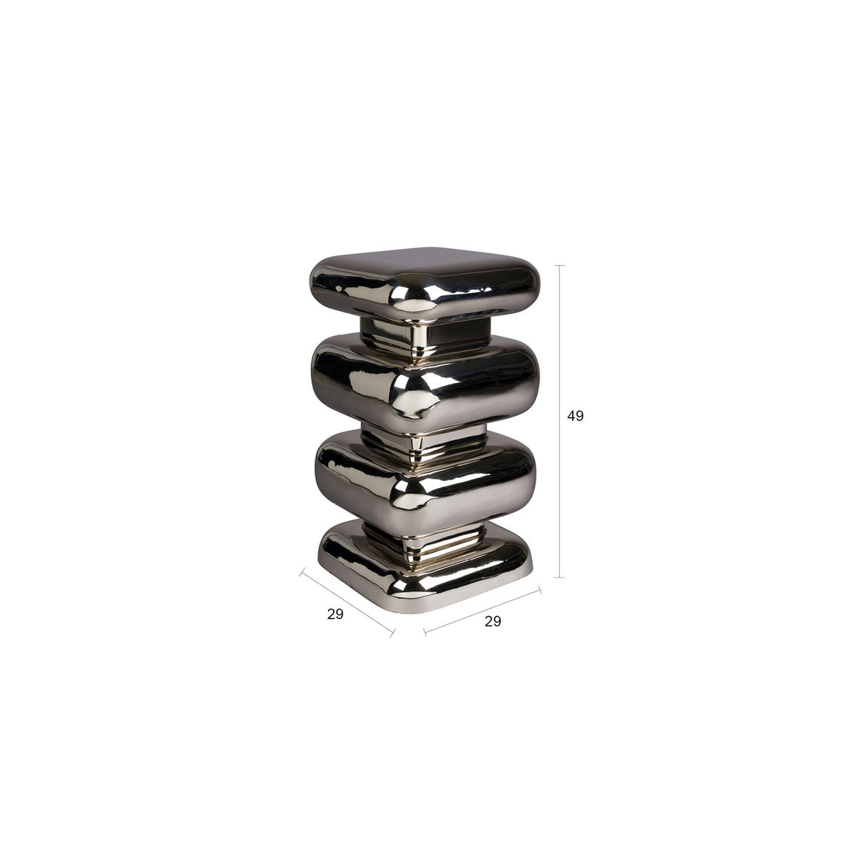 BEISTELLTISCH Stubby Chrom - Silberfarben, Metall (29/29/49cm) - Dutchbone