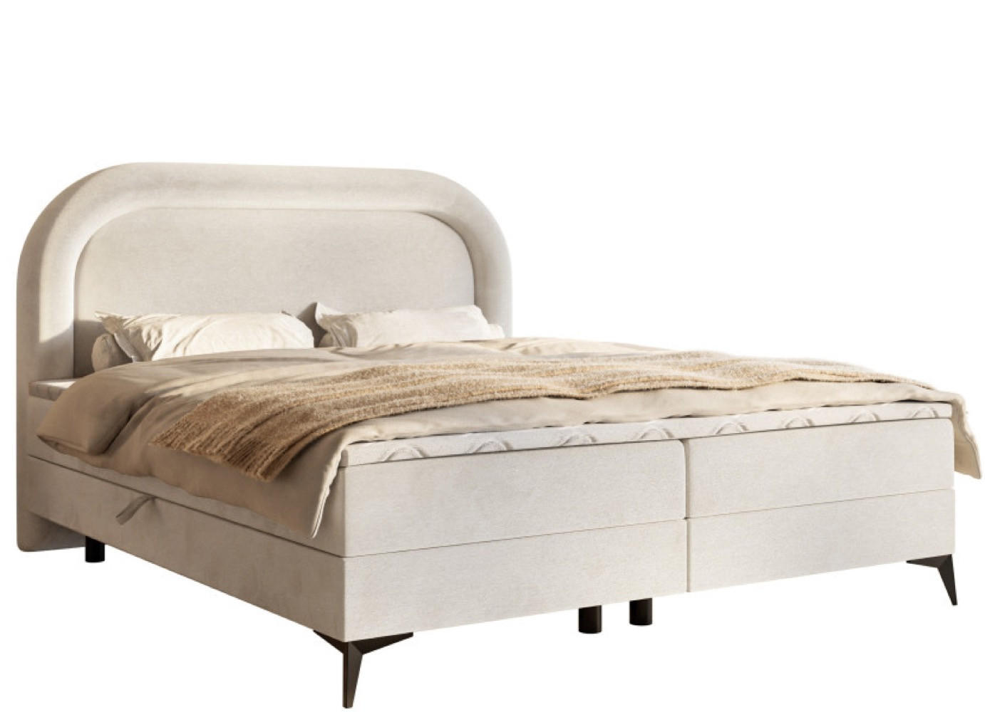 BETT Hellbeige ROSSINI Kontinentalstil - Beige/Schwarz, Textil (160/200cm) - Sepro Meble