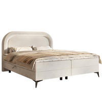 BETT Hellbeige ROSSINI Kontinentalstil - Beige/Schwarz, Textil (160/200cm) - Sepro Meble