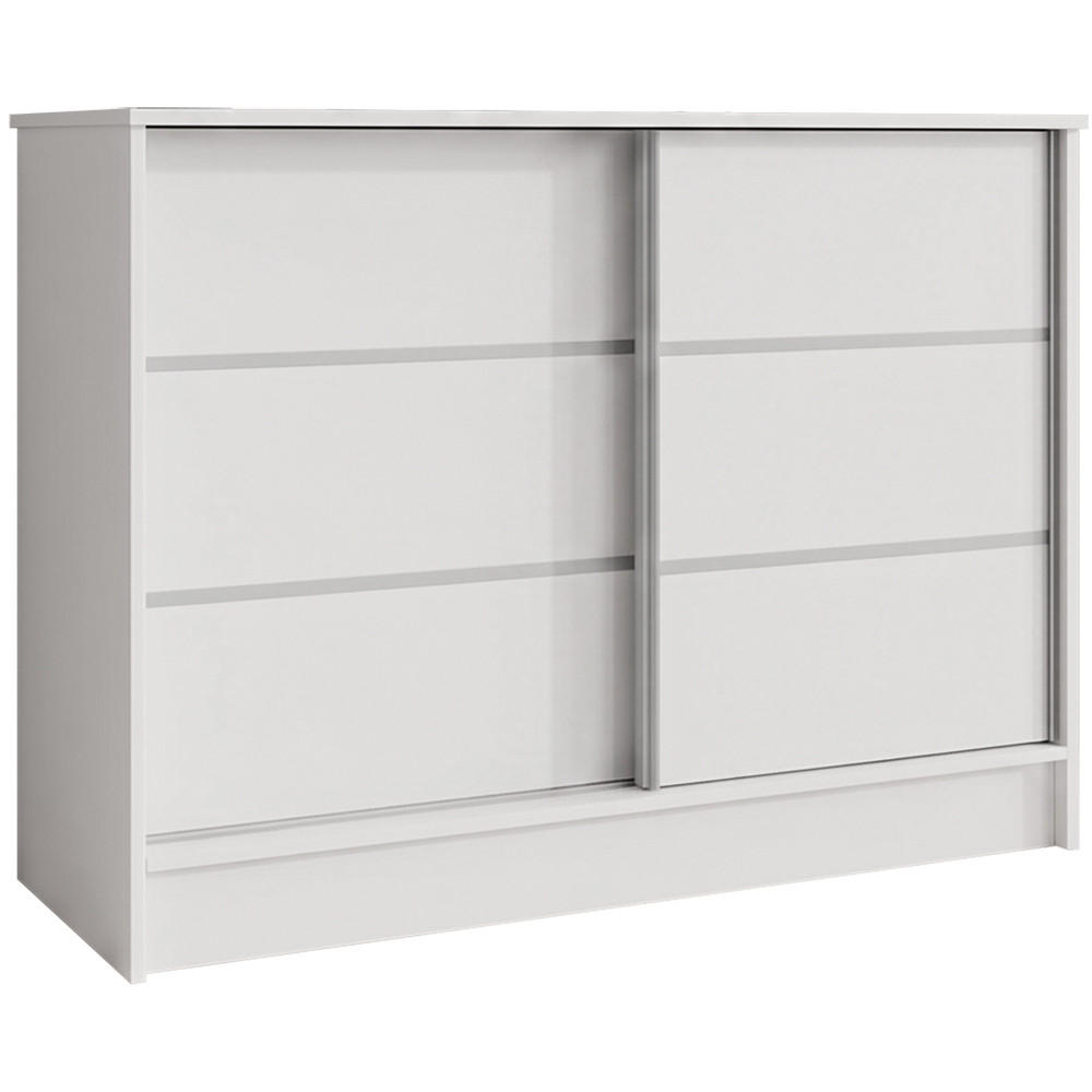KOMMODE Mirela mit 2 Schiebetüren 100 cm, Weiß - Weiß, Holzwerkstoff (101/85/43.5cm) - Beautysofa