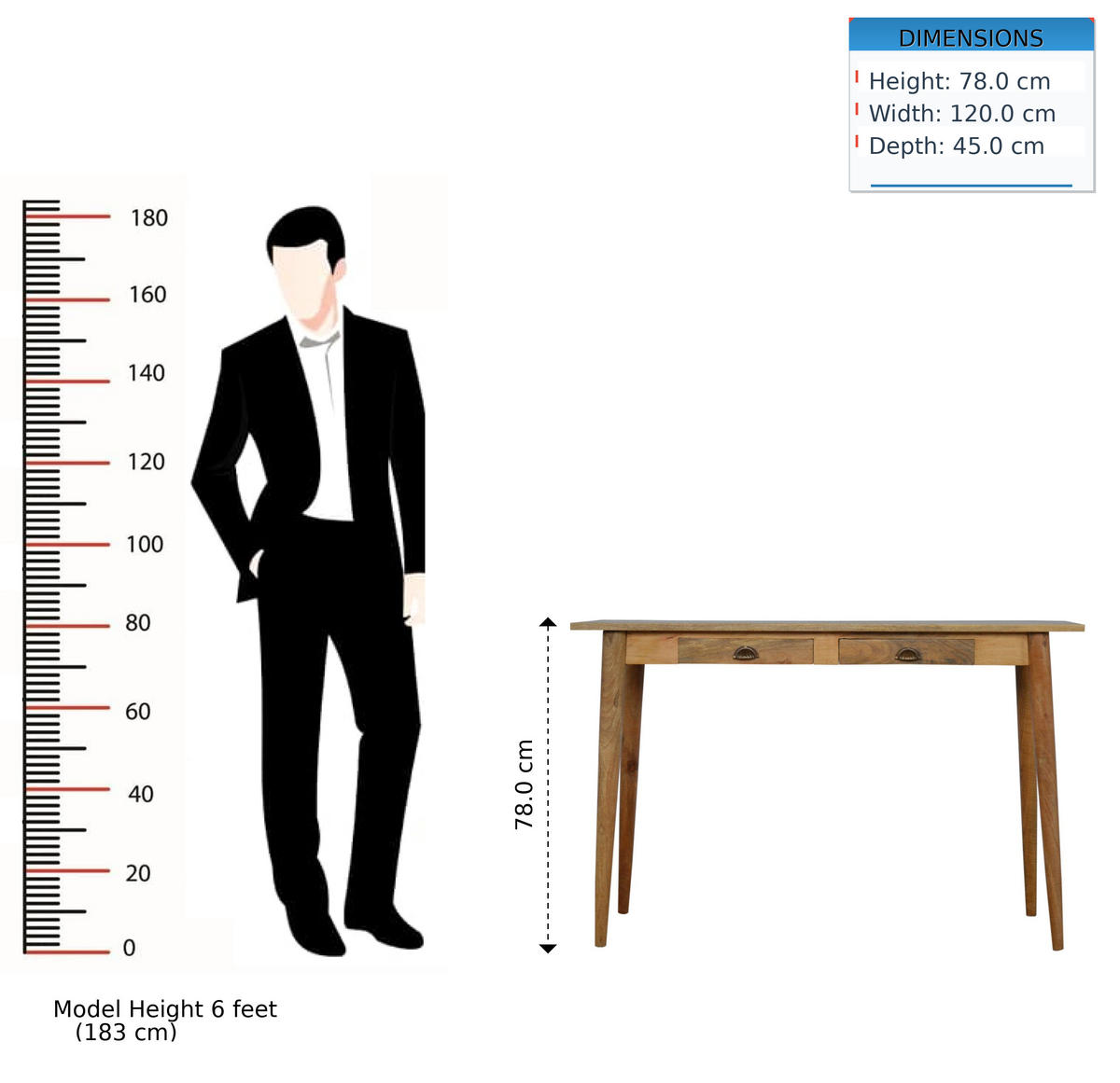 SCHREIBTISCH Akins, 2 Schublades, Nordische Beine - Messingfarben/Braun, Holz/Metall (45/120/78cm) - Artisan Furniture