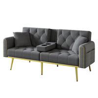 SCHLAFSOFA mit Liegefunktion 175 x 80 cm Samt Grau - Grau, Kunststoff (175/73.5/80cm) - Meubliv