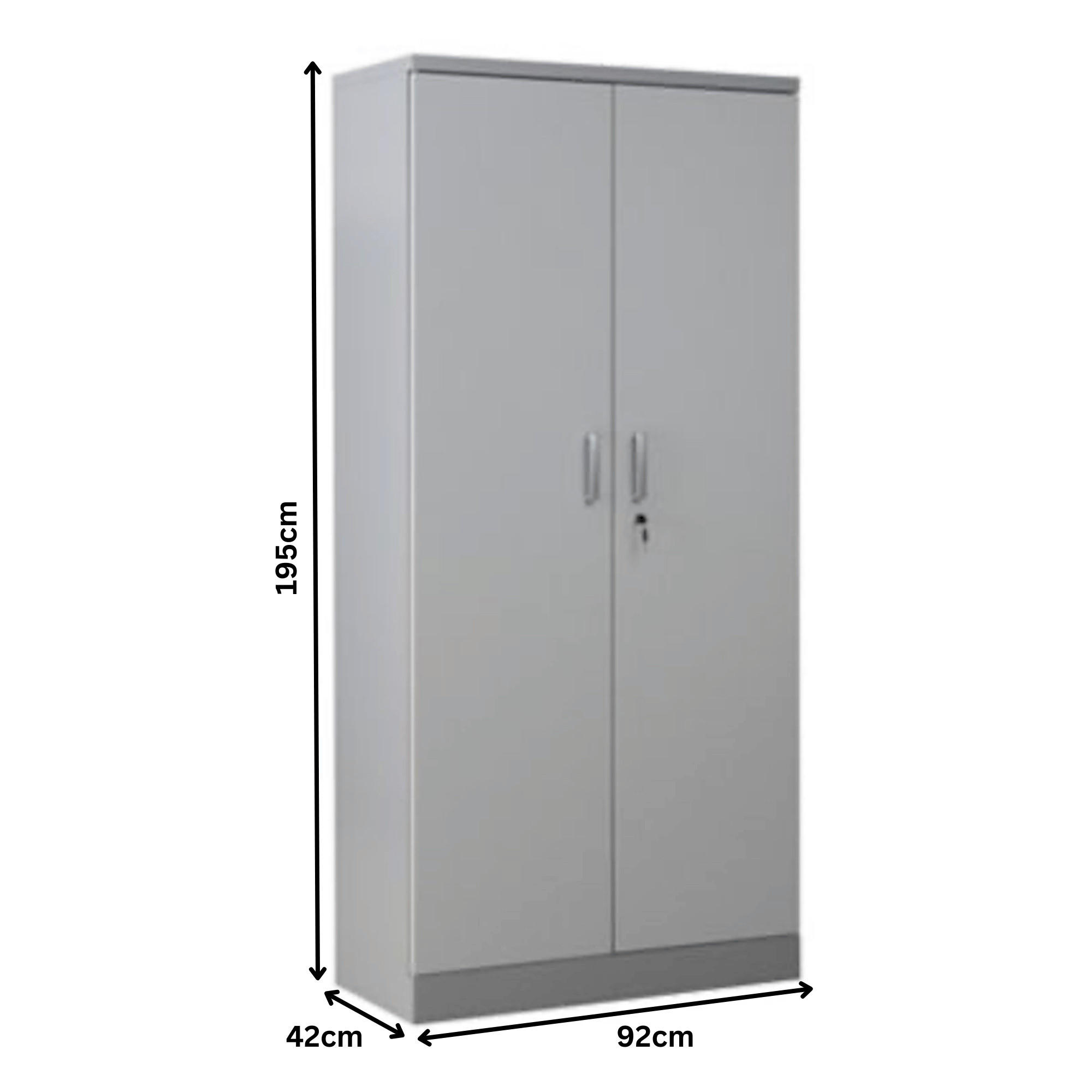 AKTENSCHRANK Beetle 4 Fachböden 195x92x42 cm Silber & Grau - Grau, Metall (92/195/42cm)