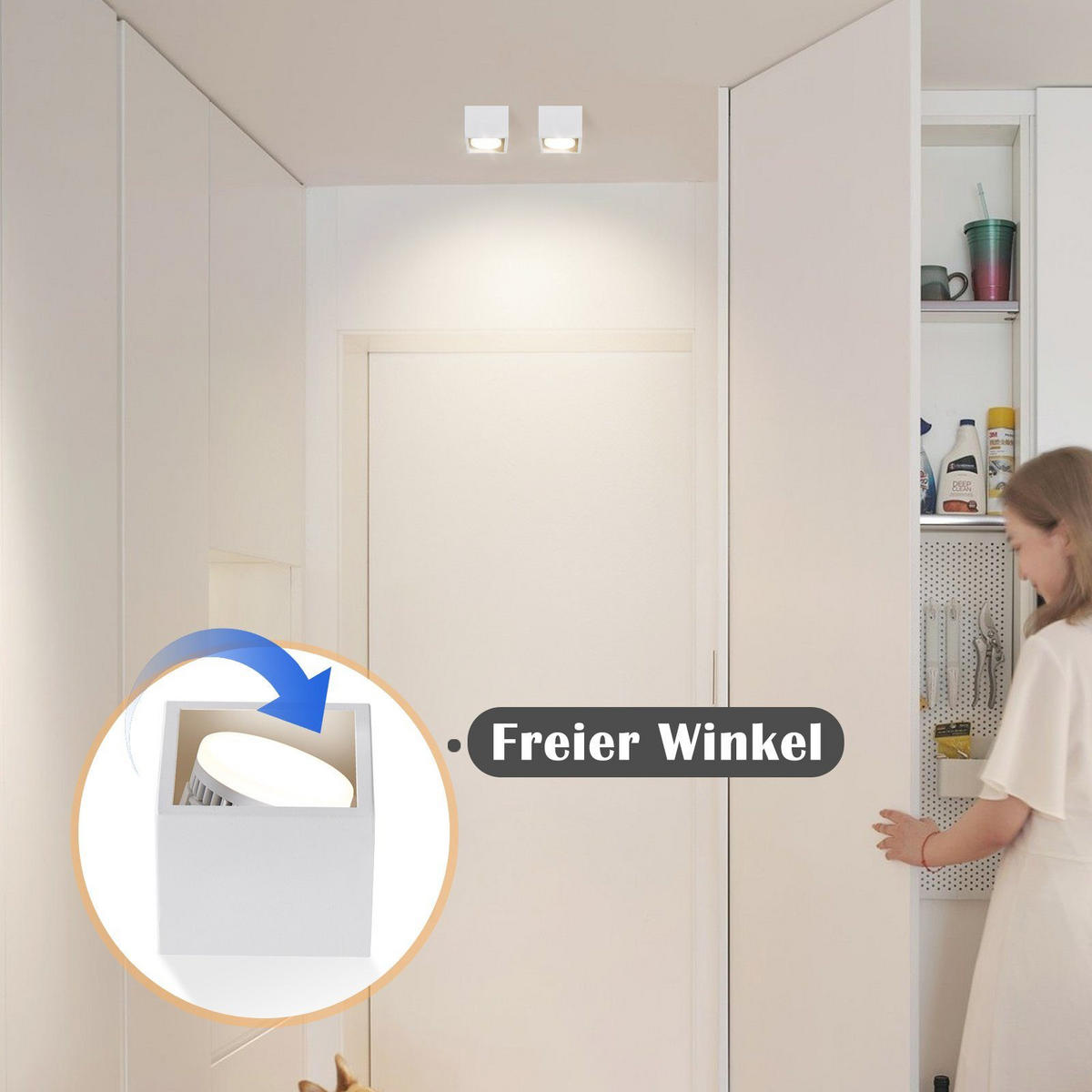 LED-DECKENLEUCHTE Harmonie 1-flammig 10/10/8 cm - Weiß, Metall (10/10/8cm) - Nettlife