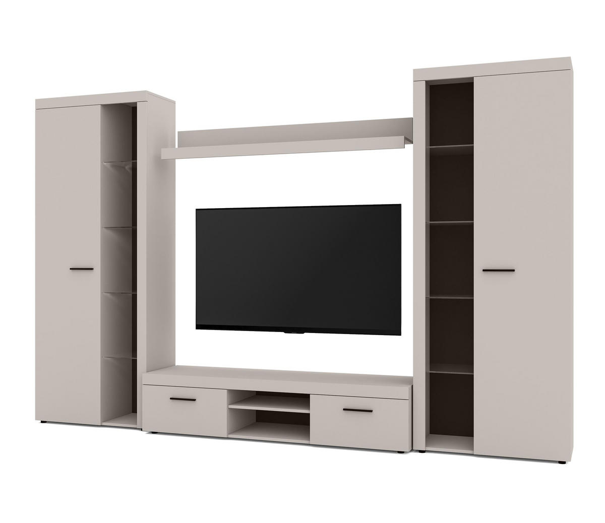 WOHNWAND Spacoro XL Beige 300/190/40 cm Viel Stauraum ohne LED - Beige, Holzwerkstoff/Kunststoff (300/190/40cm) - AX Living