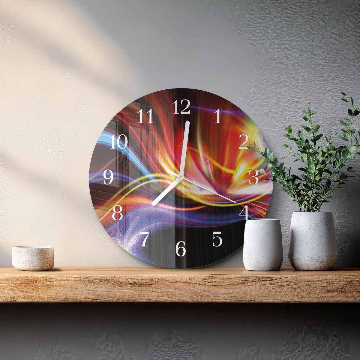 WANDUHR fi30 cm - Abstrakte Kunst - Multicolor, Glas (30/30/0.4cm) - TULUP