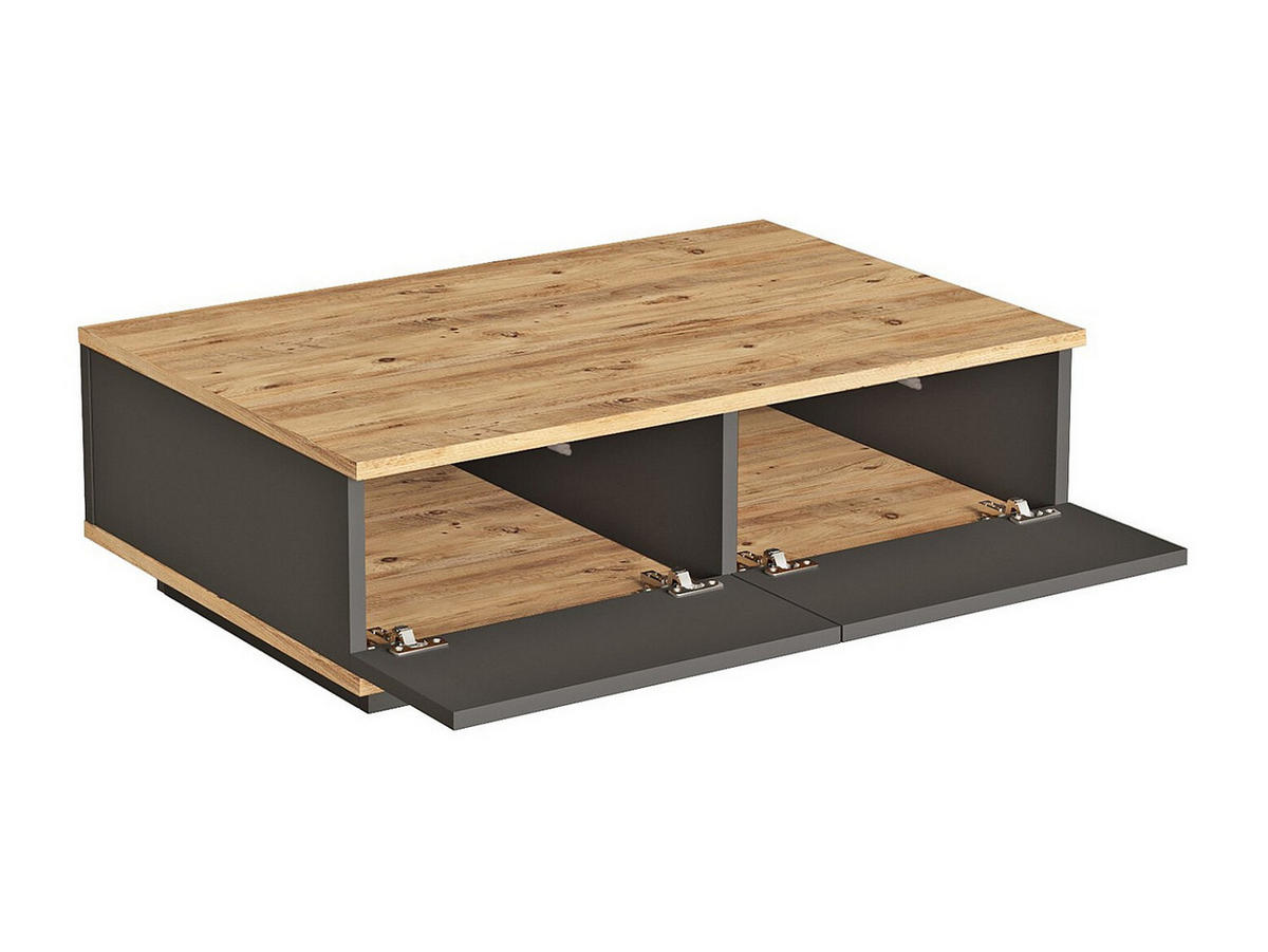 COUCHTISCH mit 2 Türen - Holzfarben & Anthrazit - LOTULA - Anthrazit, Holz (90/60/28.6cm) - Vente-Unique