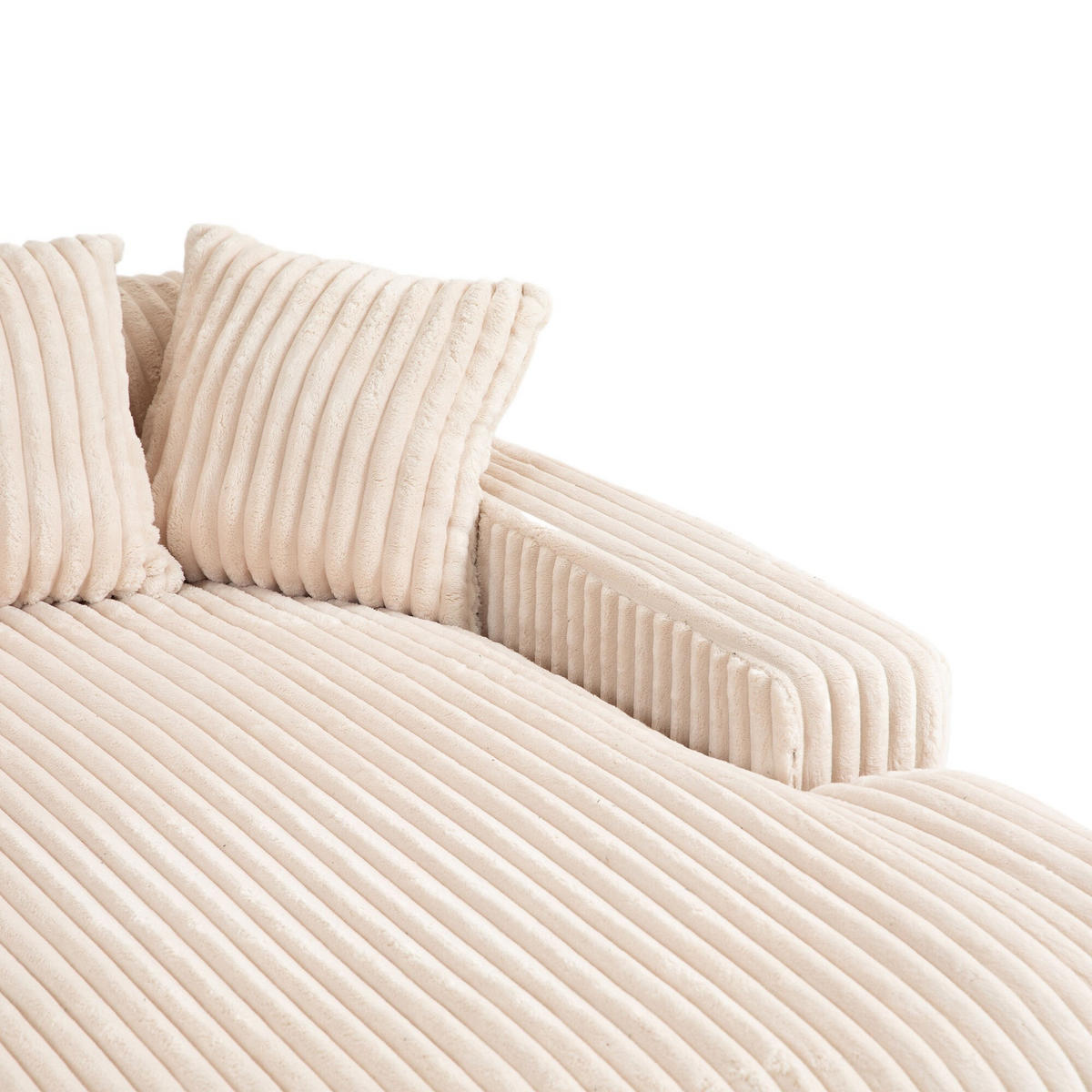 SCHLAFSOFA Relaxliege mit 3 Zierkissen,Lounge Sofa,Polstersofa,Cord,Beige - Beige, Textil (125/63/155cm) - LVHOM