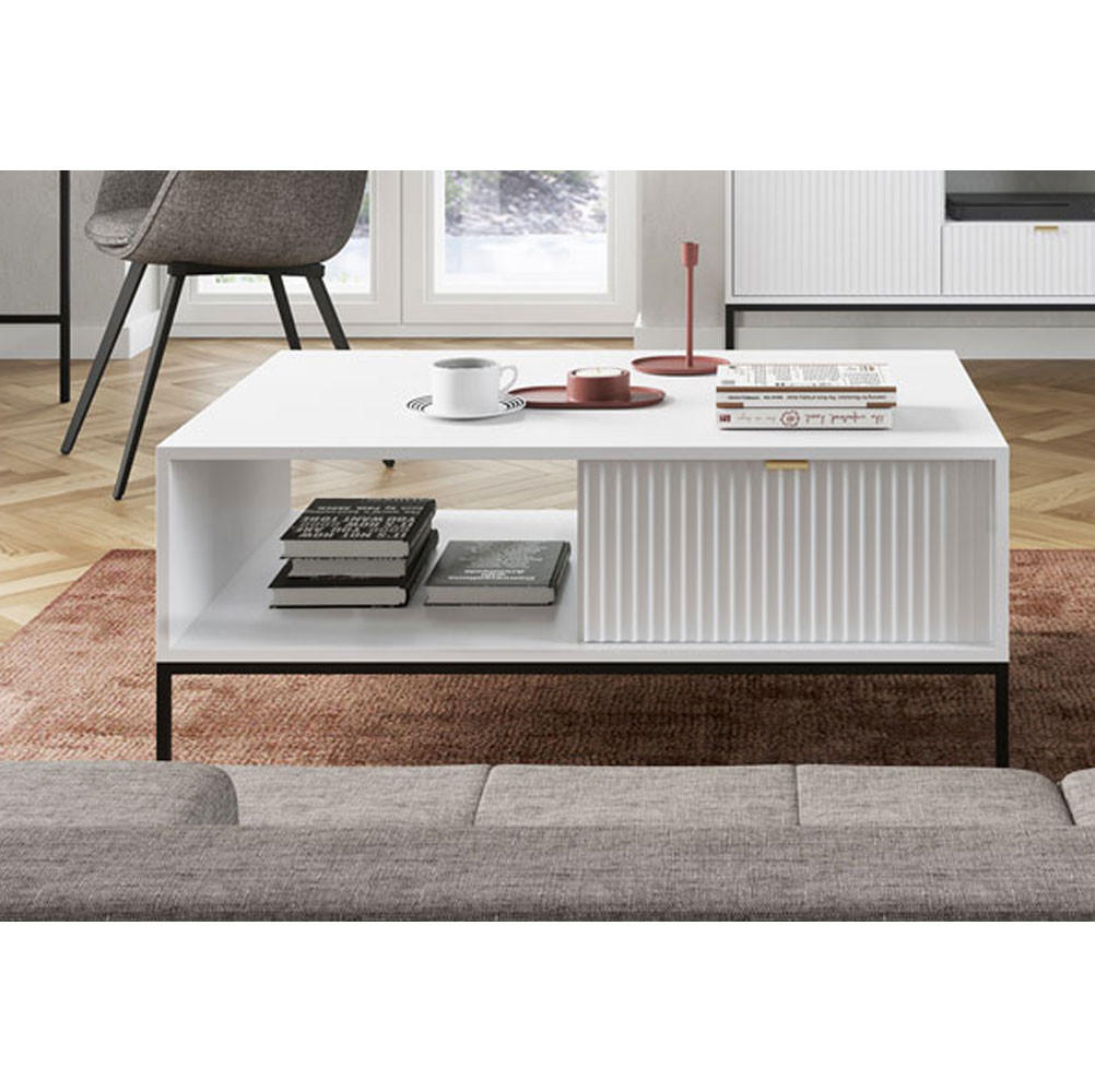 COUCHTISCH Nova Weiß / Schwarz 104 / 68 / 46cm - Schwarz/Weiß, Holz/Holzwerkstoff (68/104/46cm) - Feldmann-Wohnen