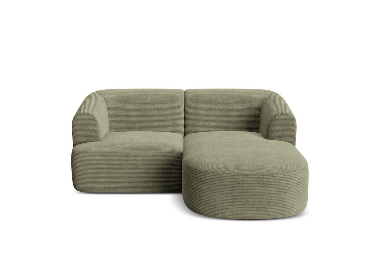 MODULARES-ECKSOFA rechts Campi aus Cord Moosgrün 3 Sitzplätze - Salbeigrün, Textil (156/180cm) - Cosmopolitan Design