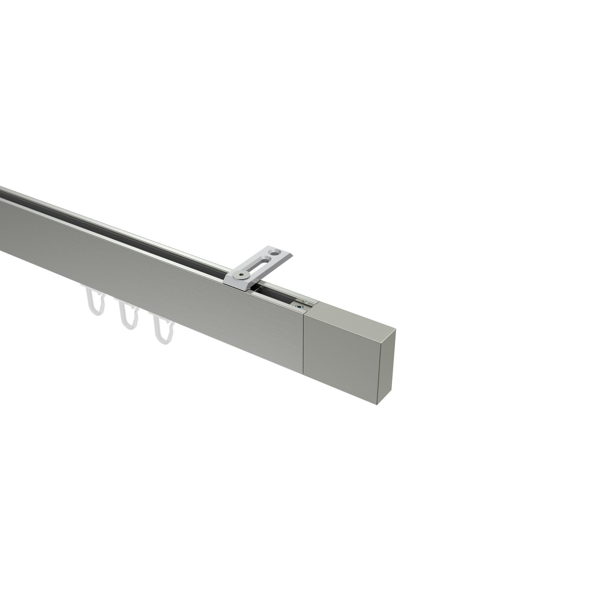 INNENLAUF-GARDINENSTANGEN-SET Smartline Lox 420 cm (geteilt in 3 x 140 cm), 1-läufig, 14x35 mm Edelstahl-Optik - Edelstahlfarben, Metall (420cm) - INTERDECO