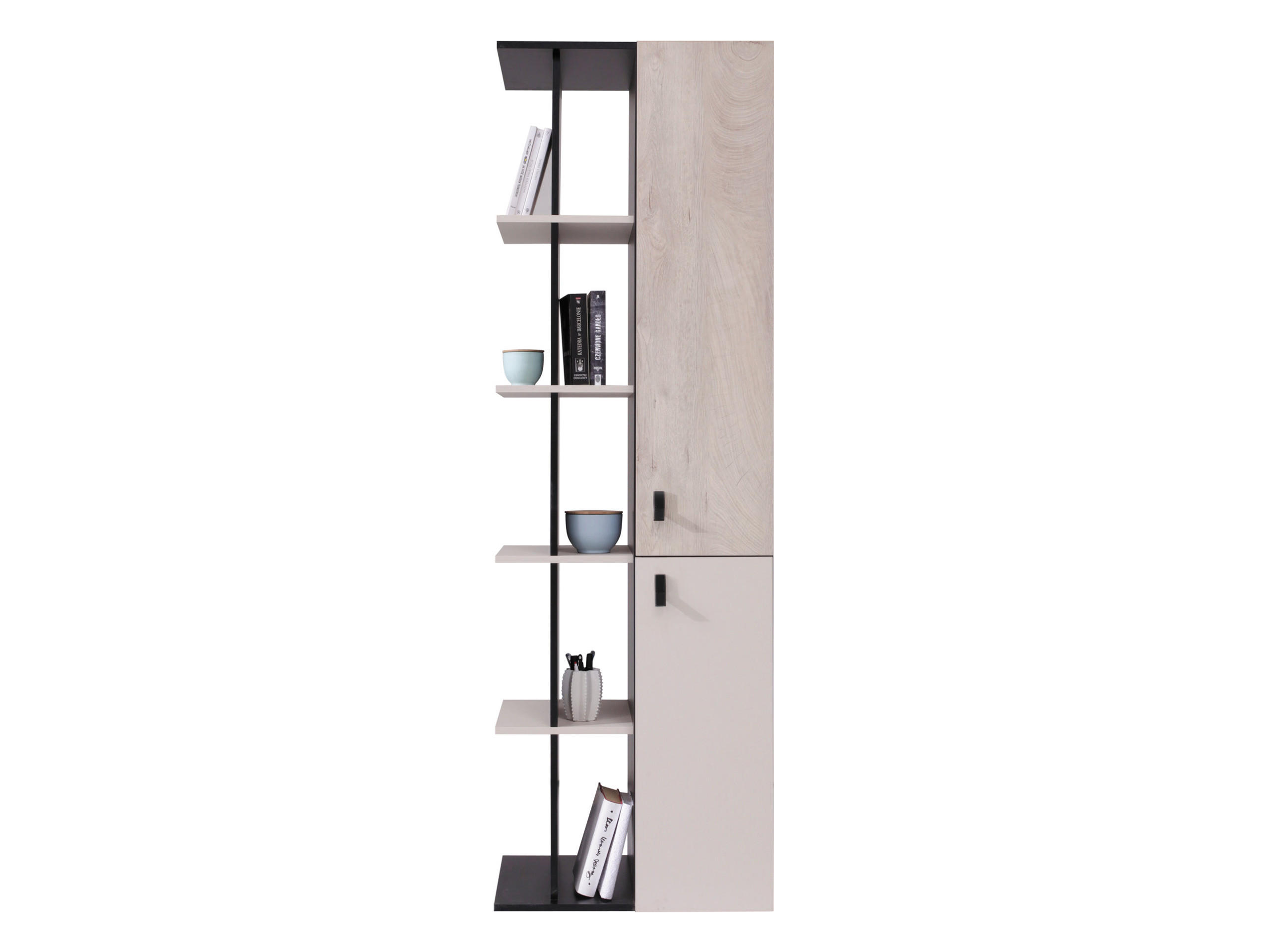 Mirjan24 Regal Eiche, Schwarz 60x190x40 cm