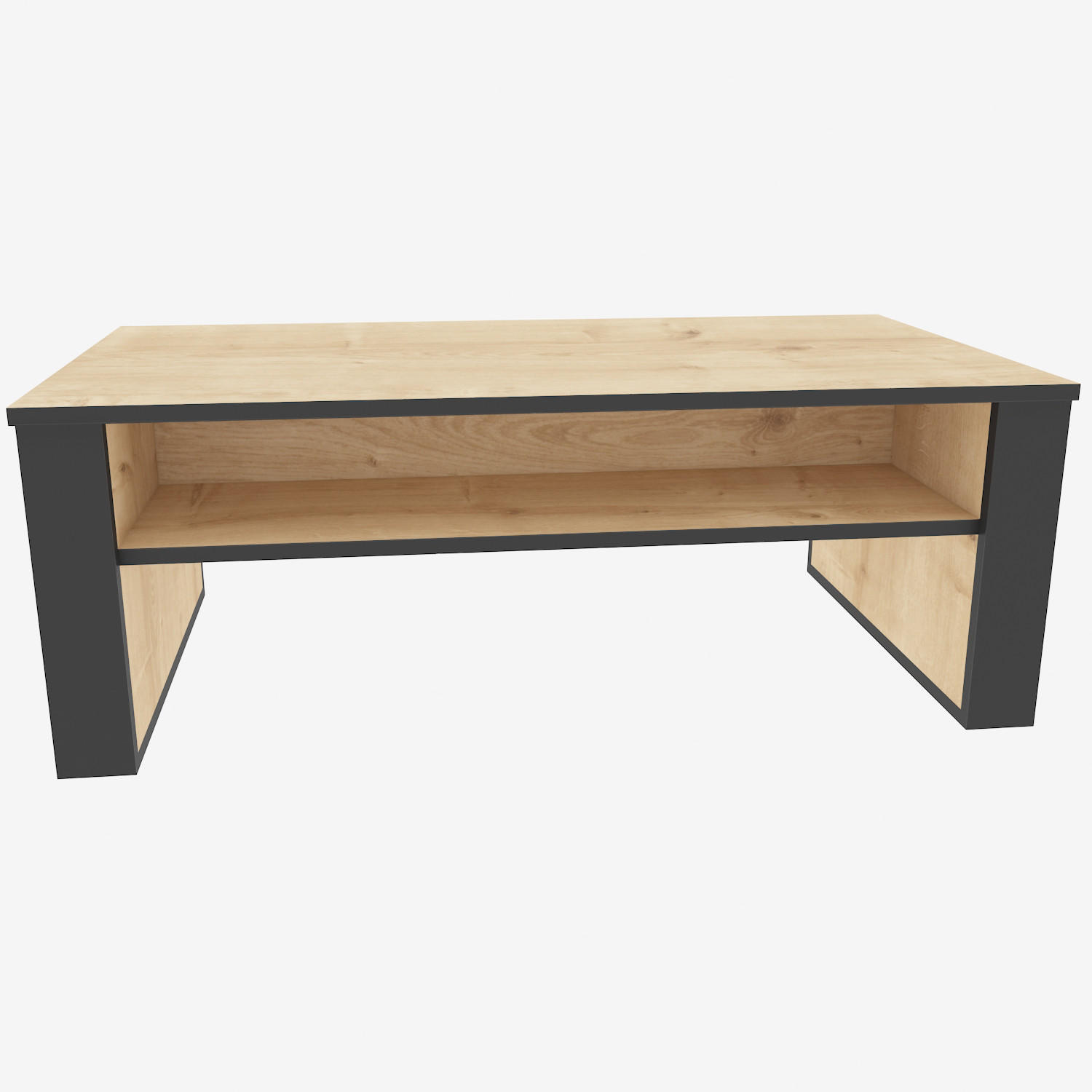 COUCHTISCH Manhattan Grau - Eichefarben/Schwarz, Holzwerkstoff (110/60/40cm) - Decorotika