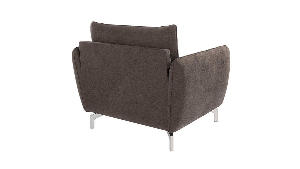 SESSEL Elou Braun - Khaki Microfaser - Chromfarben/Dunkelbraun, Holz/Textil (103/87/92cm) - S-Style Möbel