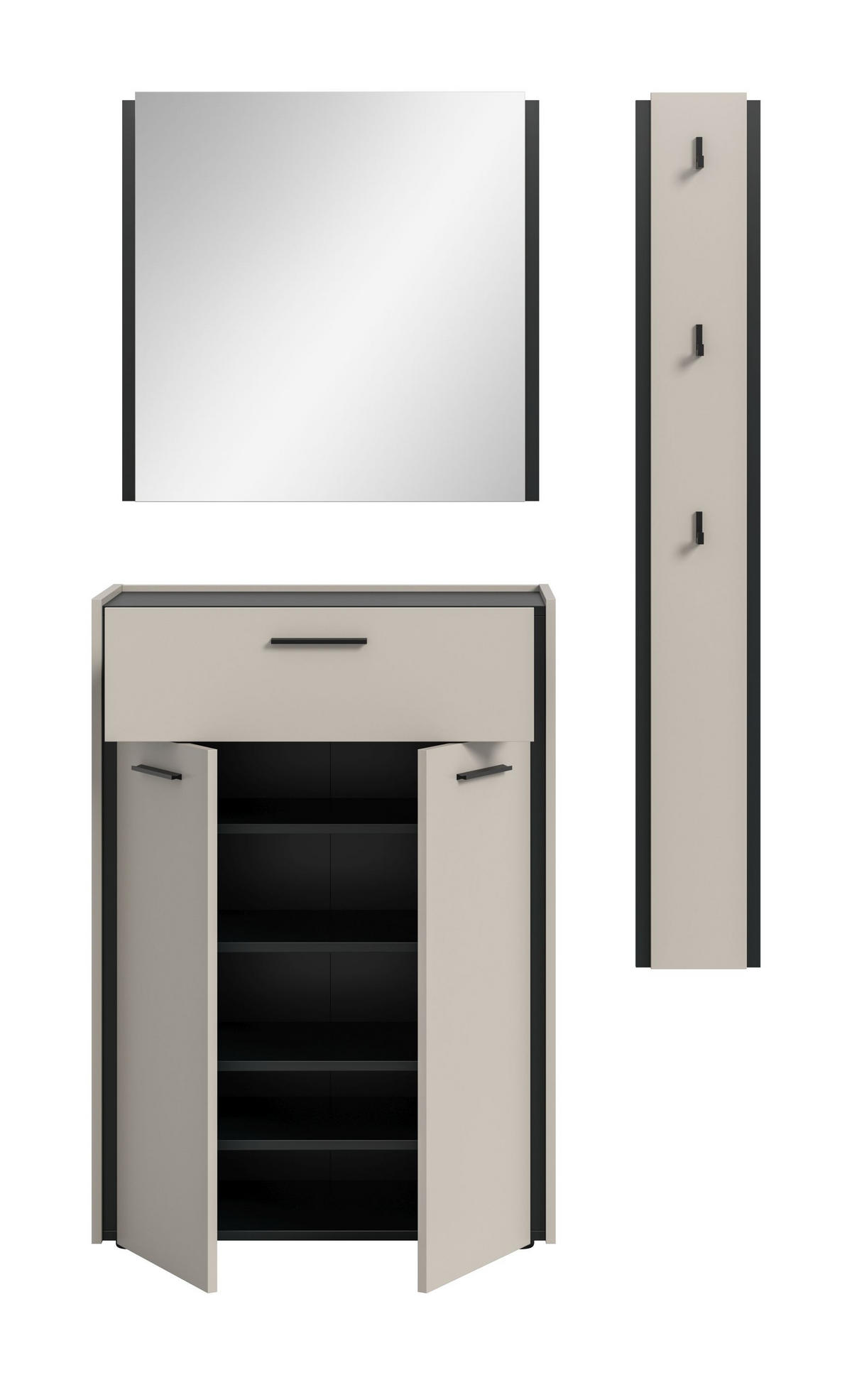 GARDEROBEN-SET Emil Kaschmir 142/37/190 cm - Beige, Holzwerkstoff (142/190/37cm) - Xonox