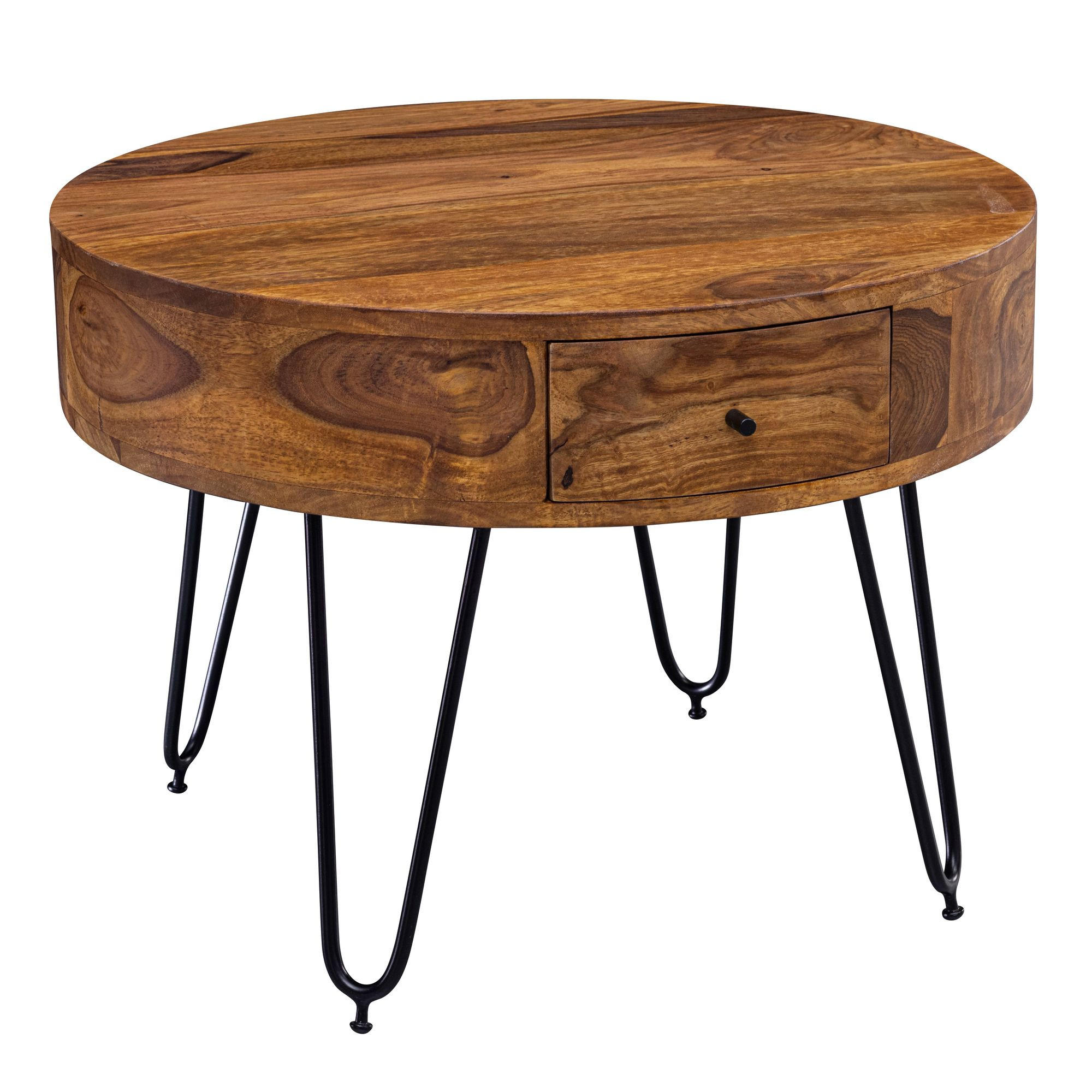 RUNDER Couchtisch MINO Sofatisch - Sheeshamfarben, Holz (60/60/44.5cm) - tinkaro