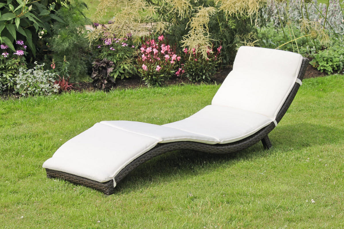 SONNENLIEGE Alice mit Auflage Coffee Kunststoff Gartenliege Wellig - Mokka, Kunststoff (59/62/185cm) - DELUKE