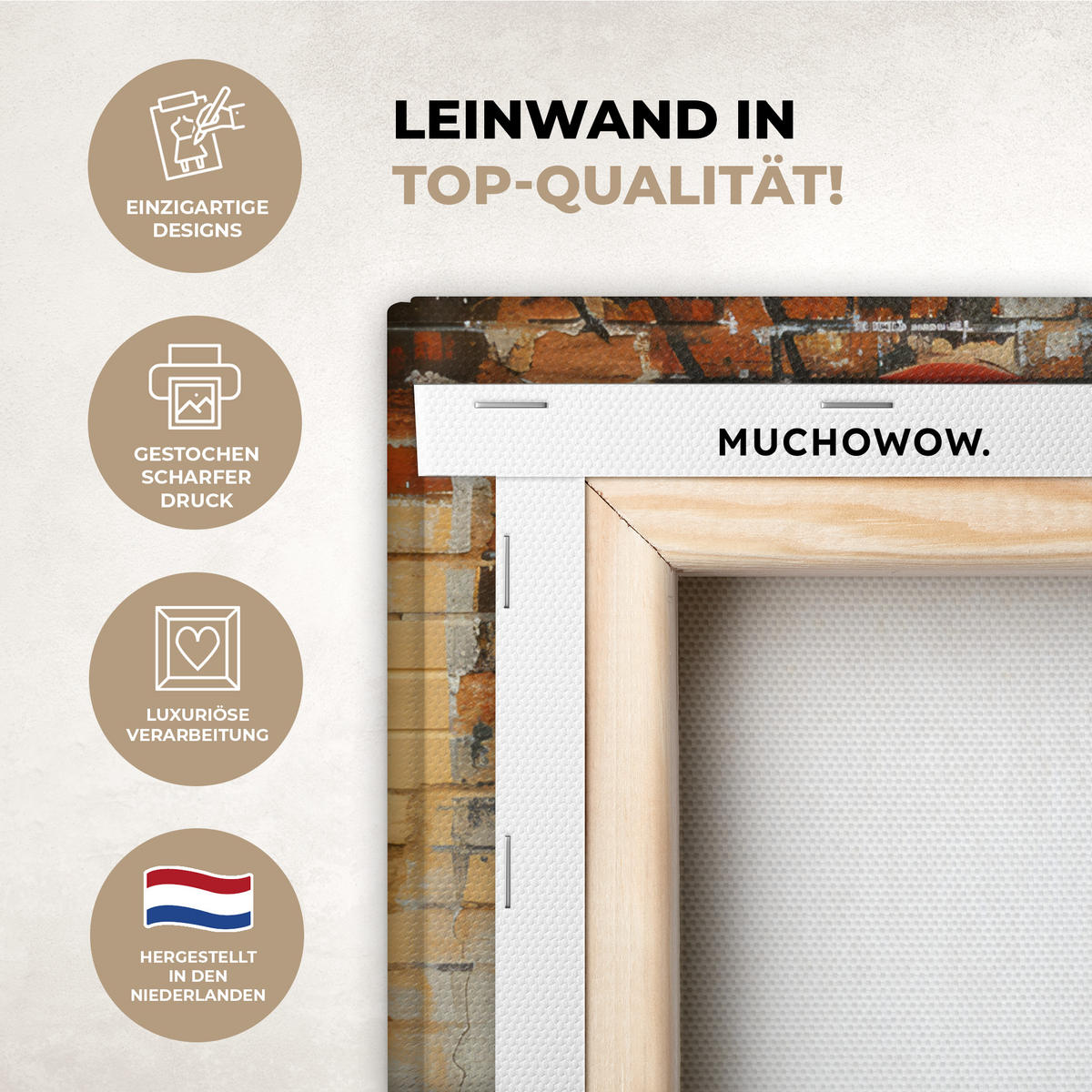 LEINWANDBILD Graffiti - Banksy - Mädchen - Straßenkunst Deko Wohnzimmer 20x20 cm - Sandfarben, Textil (20/20cm) - MuchoWow