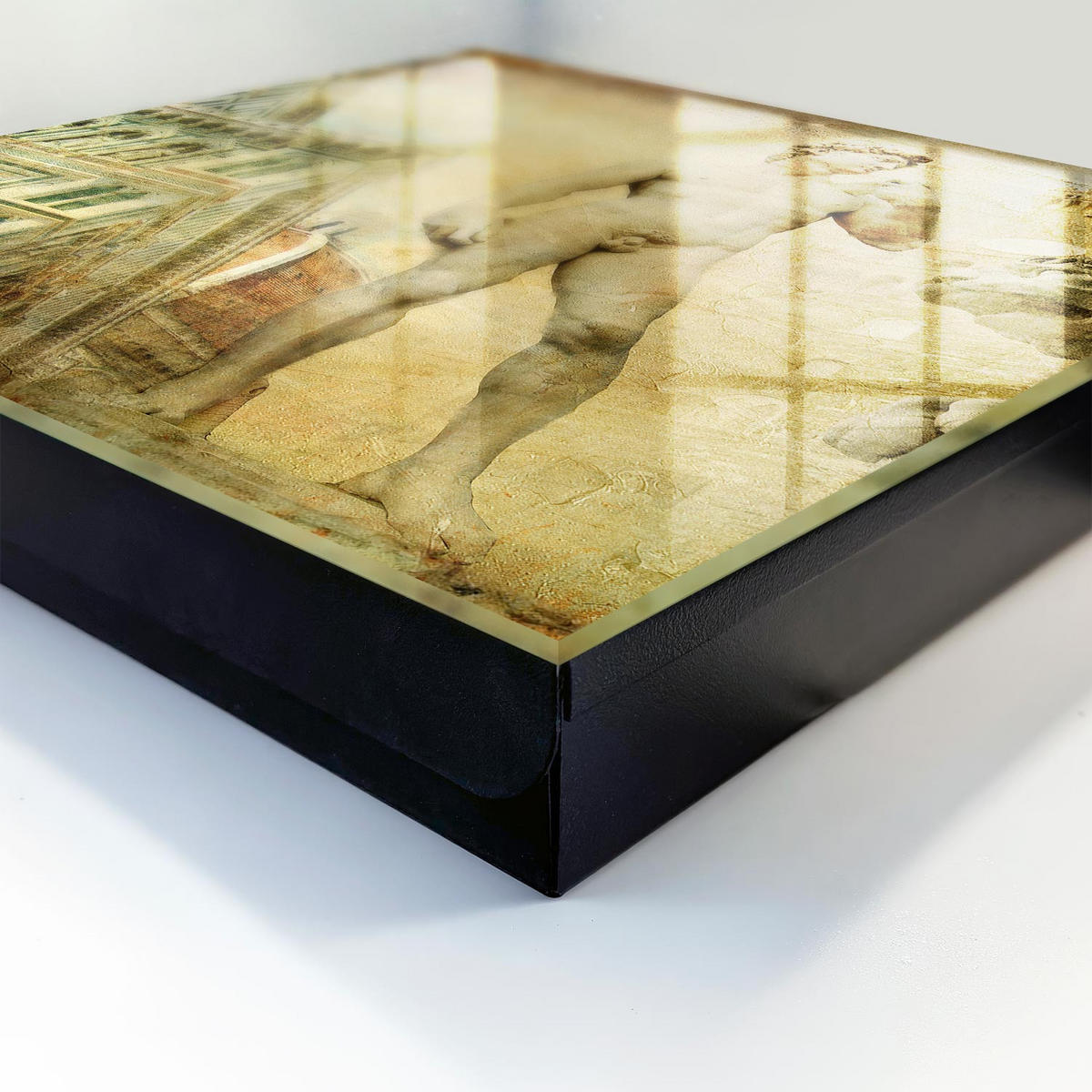 SCHLÜSSELBOX Schwarz 30x30 cm- Türöffnung nach rechts - Florentiner Renaissance - Beige, Metall (30/30/5cm) - TULUP