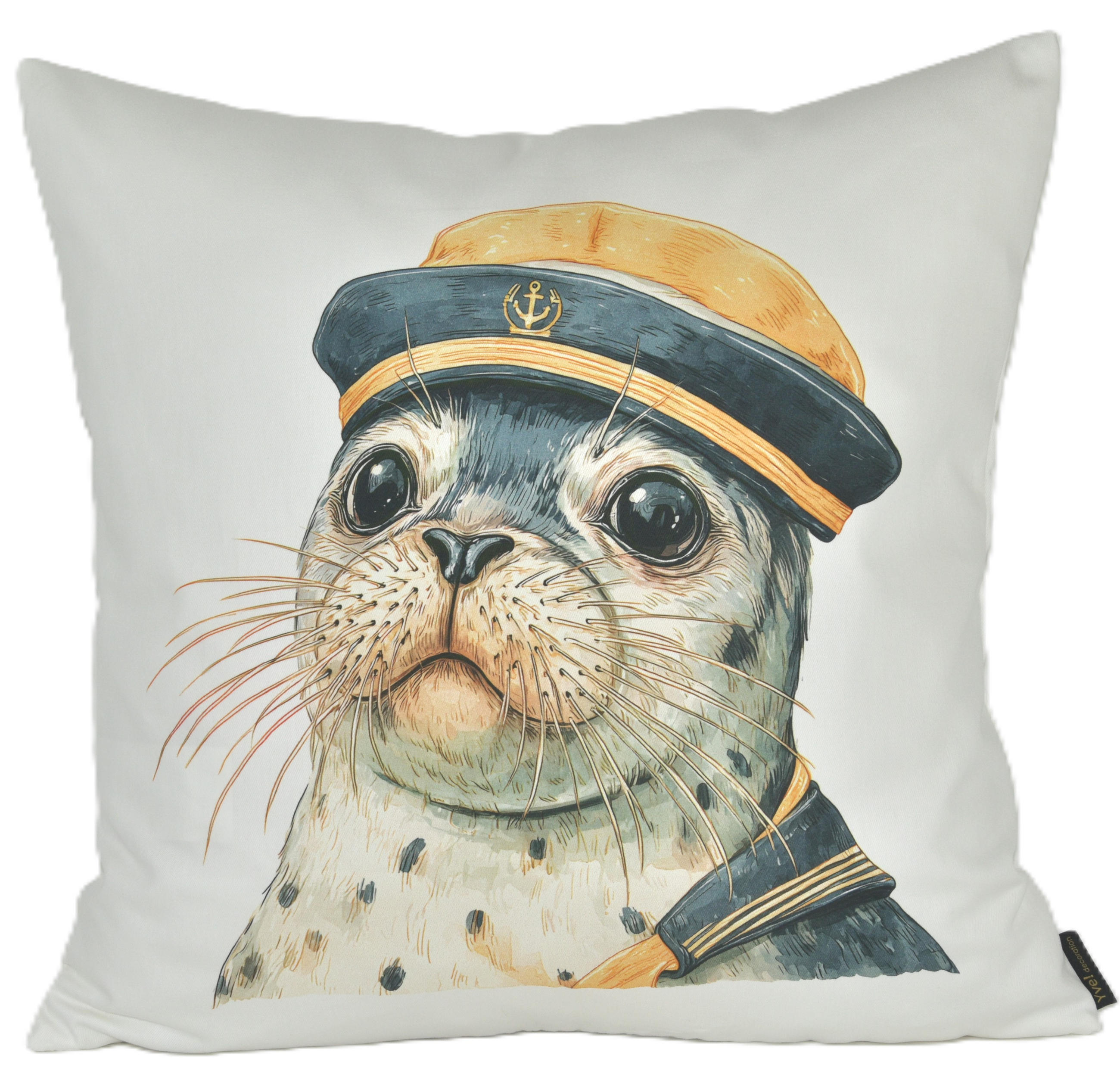 KISSENHÜLLE SEEHUND - Weiß, Textil (50/50cm) - Yve! decoration