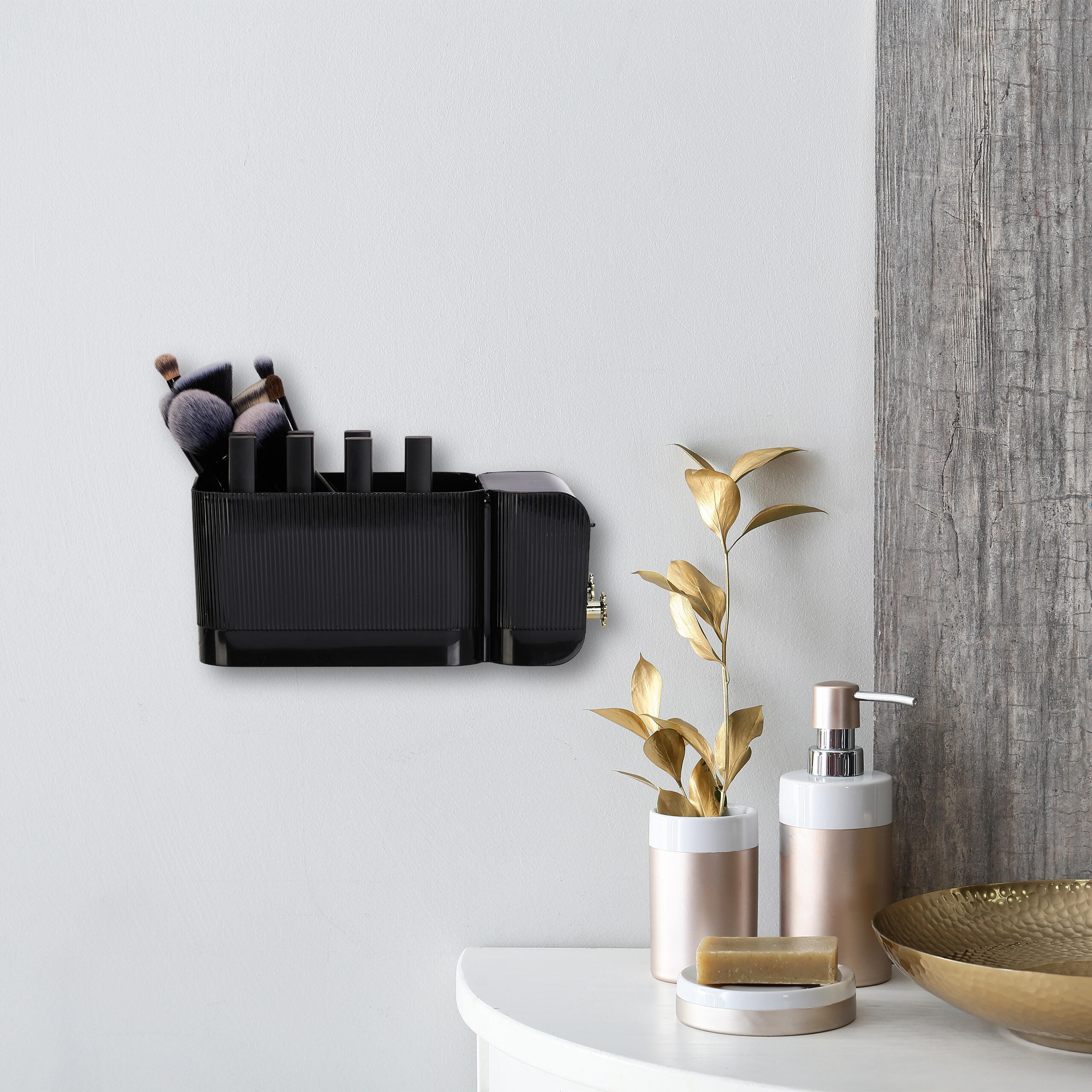 KOSMETIK-ORGANIZER - Schwarz, Kunststoff (24/10/12.5cm) - Relaxdays