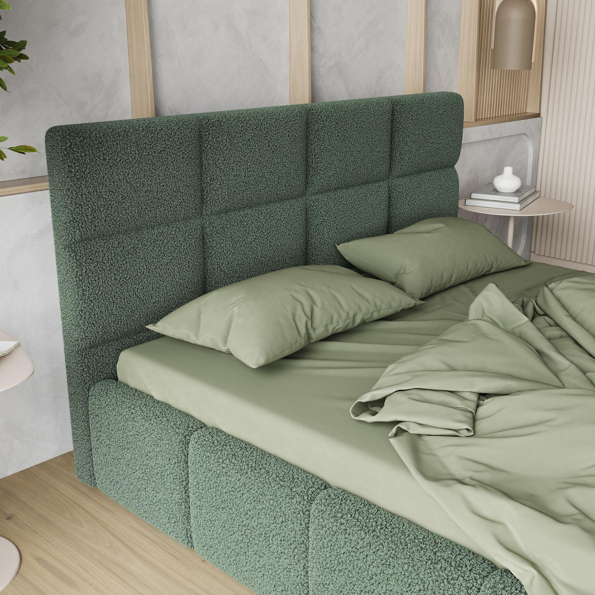 POLSTERBETT COMO 160x200 cm mit Bettkästen - Grün - Grün, Holz (160/200cm) - MASSENO